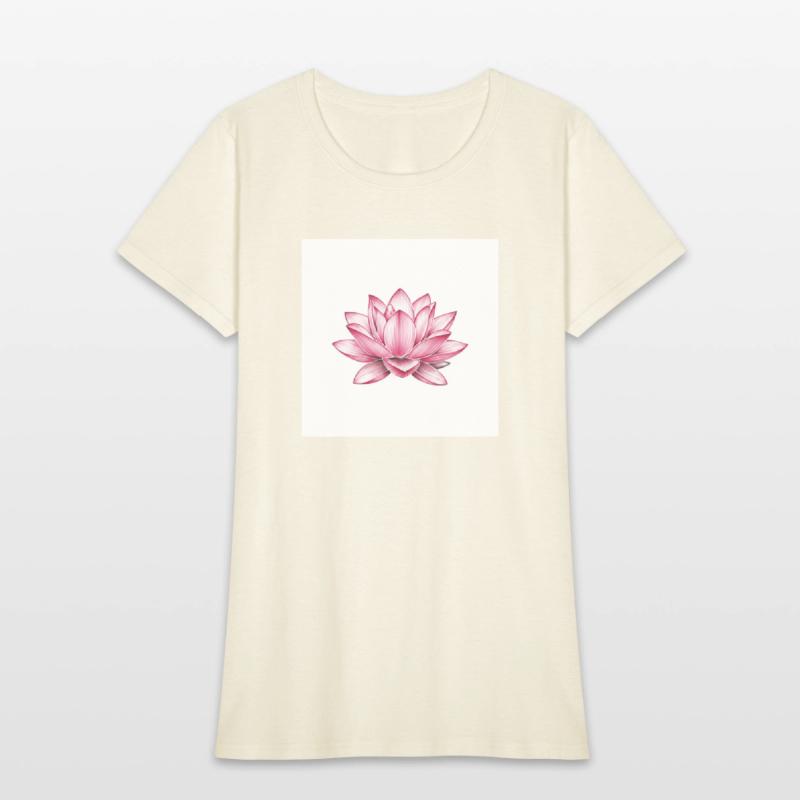 Elegant Pink Lotus Floral T-Shirt