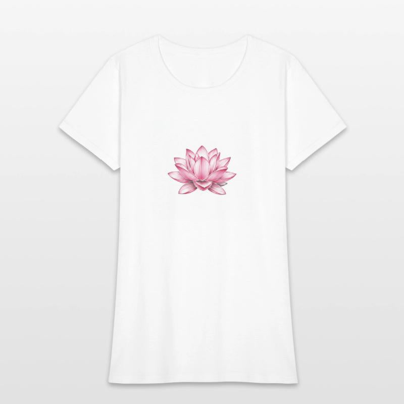 Elegant Pink Lotus Floral T-Shirt