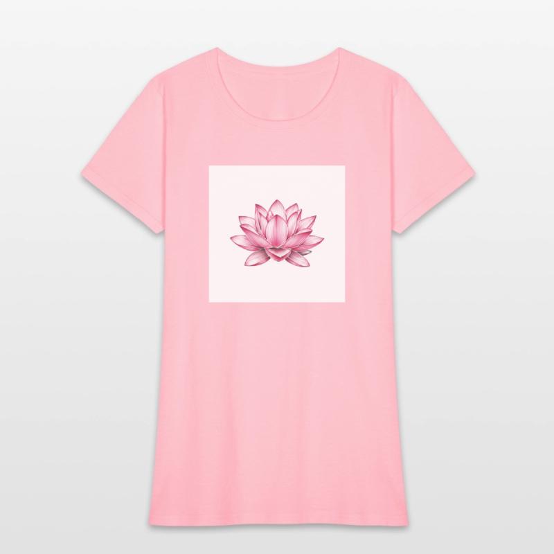 Elegant Pink Lotus Floral T-Shirt