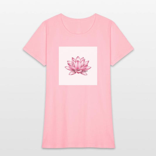 Elegant Pink Lotus Floral T-Shirt