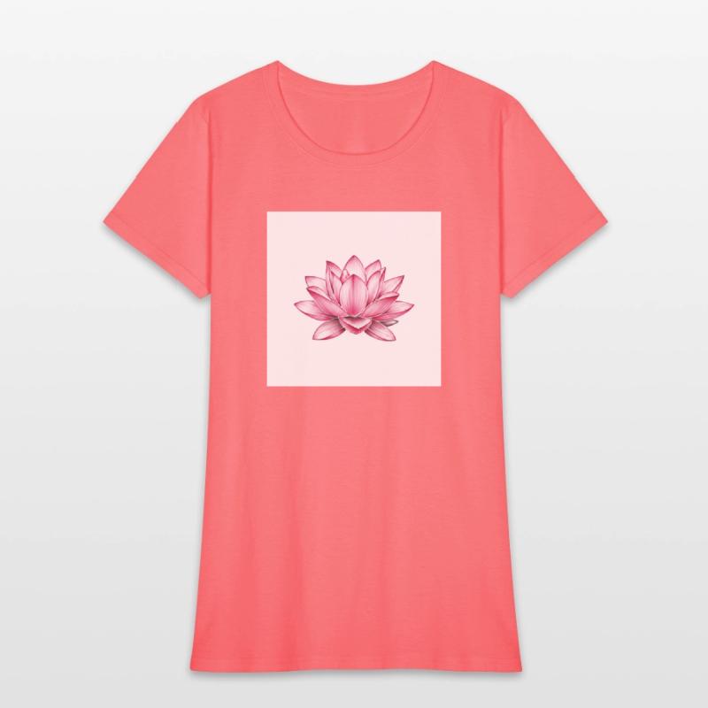 Elegant Pink Lotus Floral T-Shirt