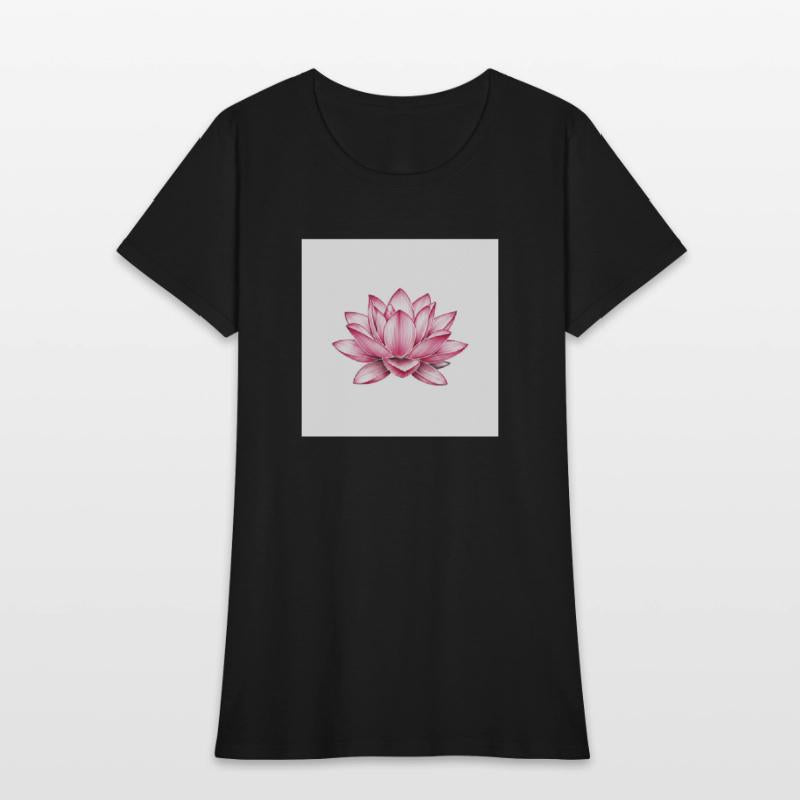 Elegant Pink Lotus Floral T-Shirt