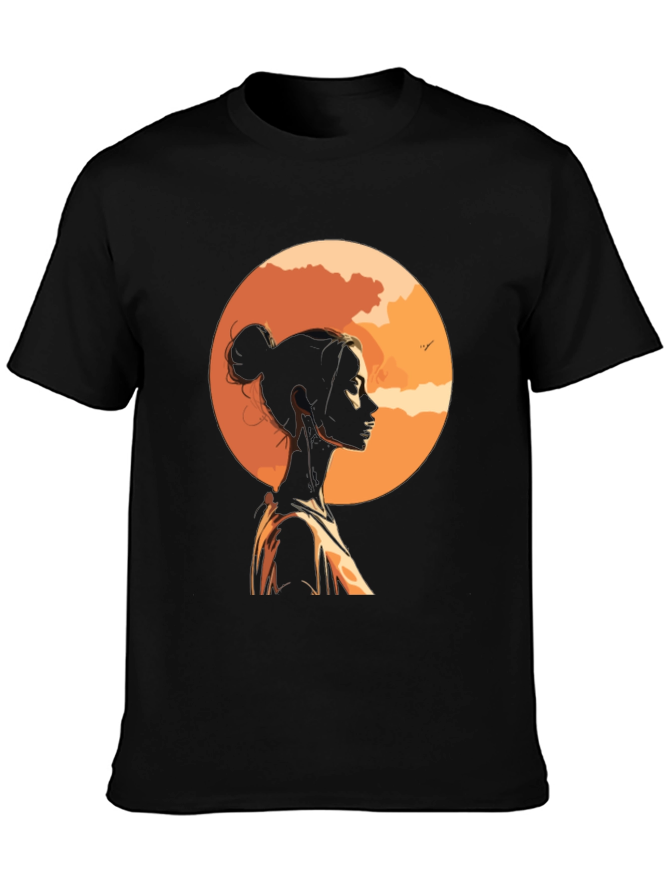 Sunset Silhouette Graphic Tee - Stylish Black T-Shirt