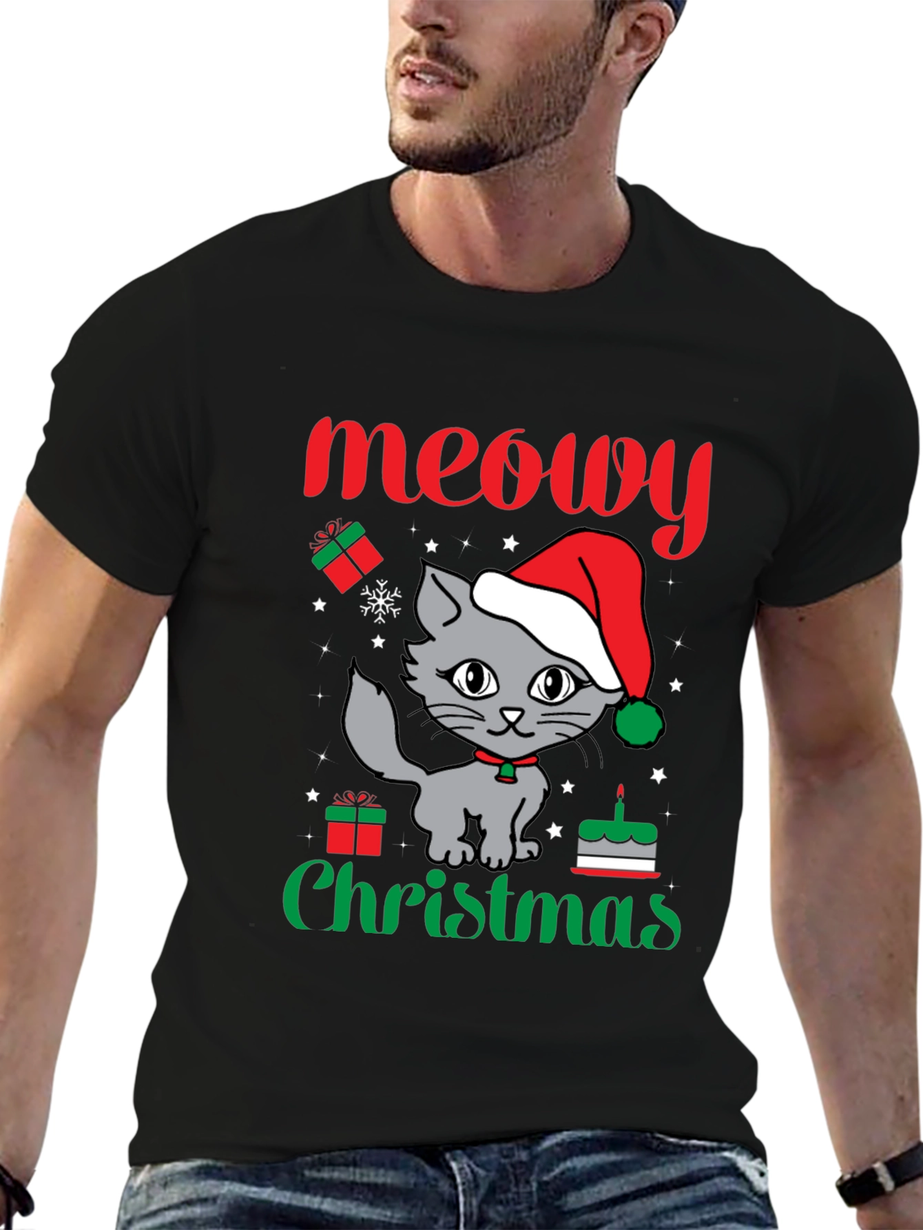 Meowy Christmas Cat T-Shirt
