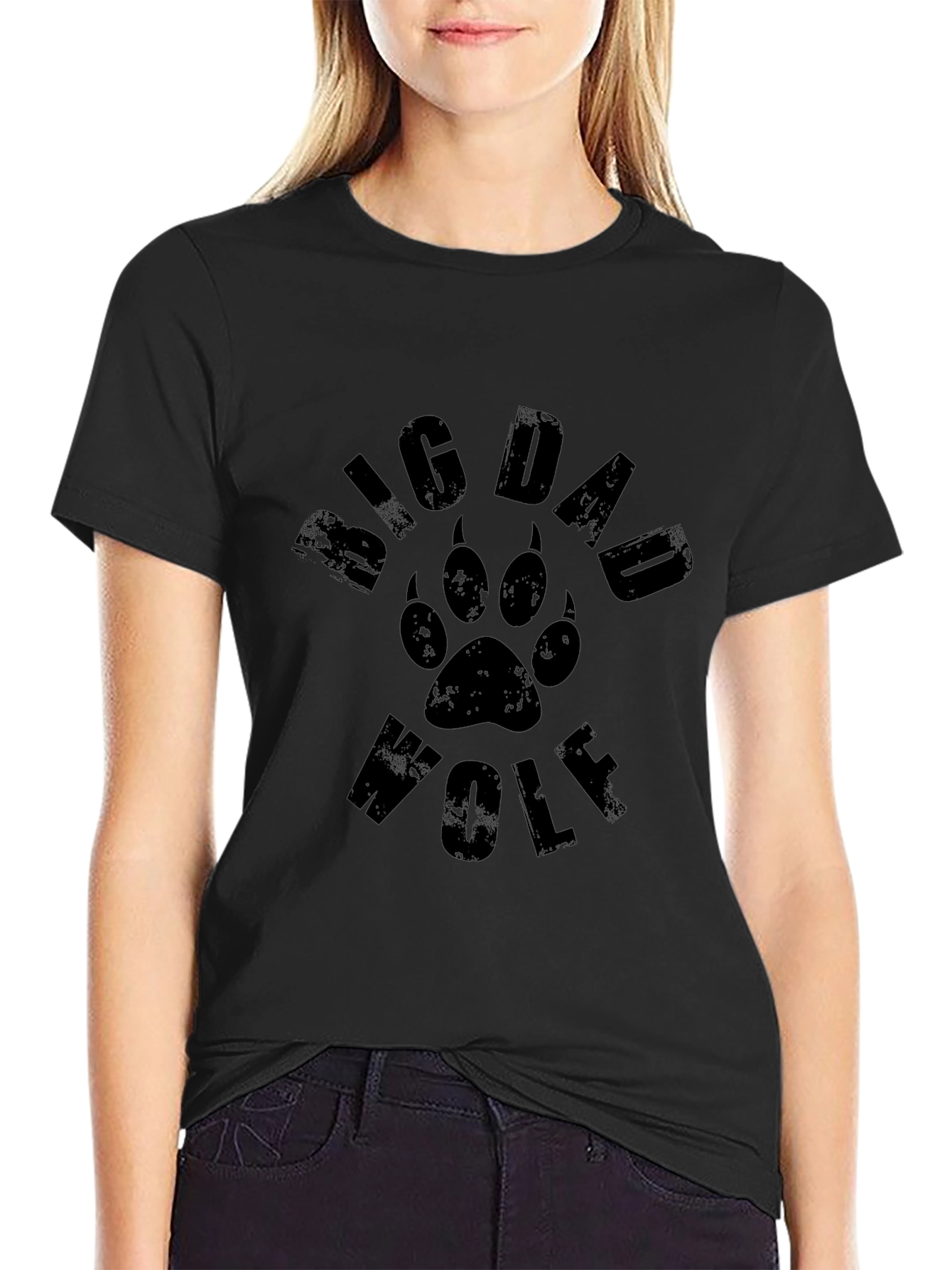 Big Dad Wolf Graphic Tee - Black Cotton T-Shirt