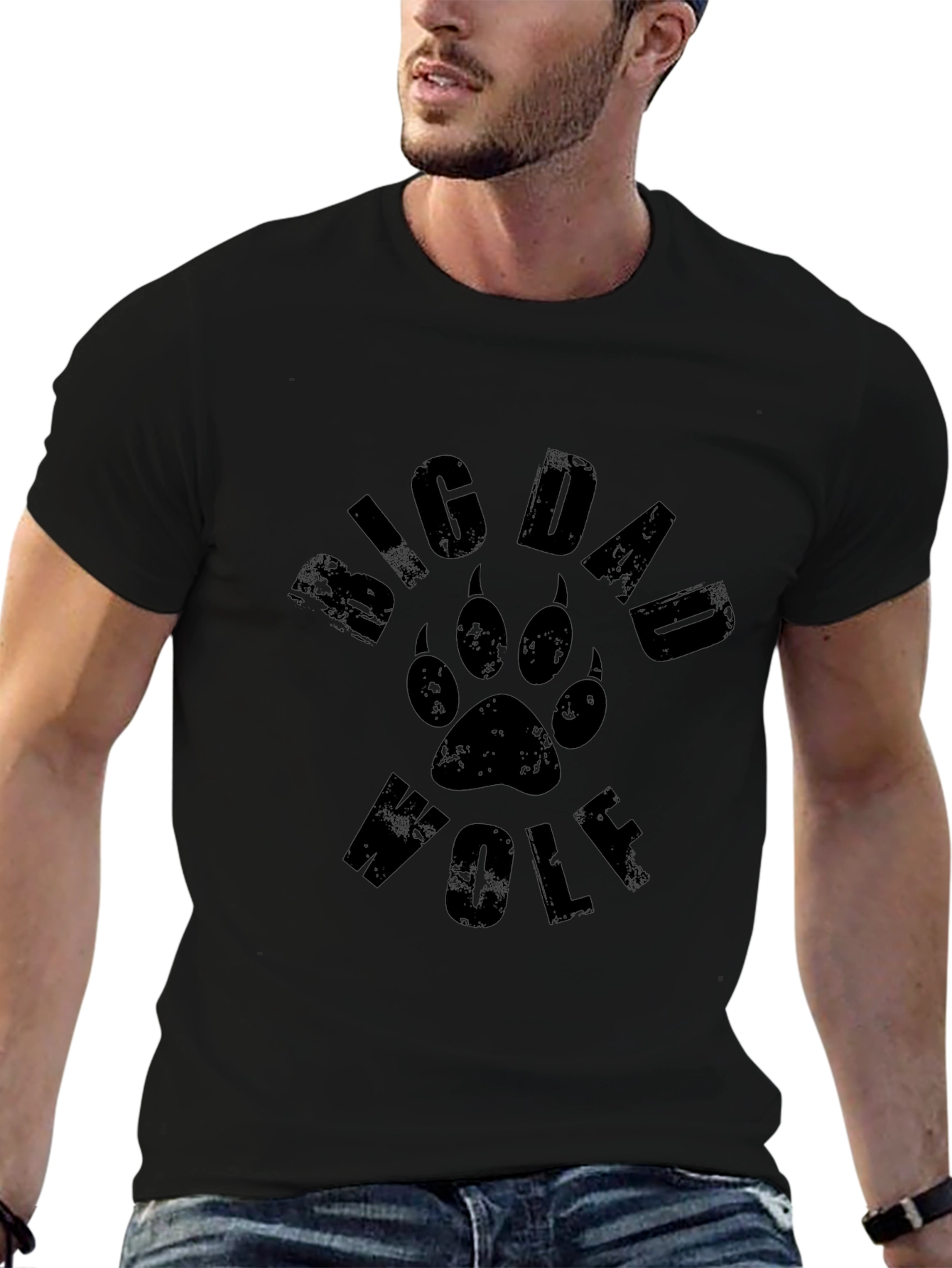 Big Dad Wolf Graphic Tee - Black Cotton T-Shirt