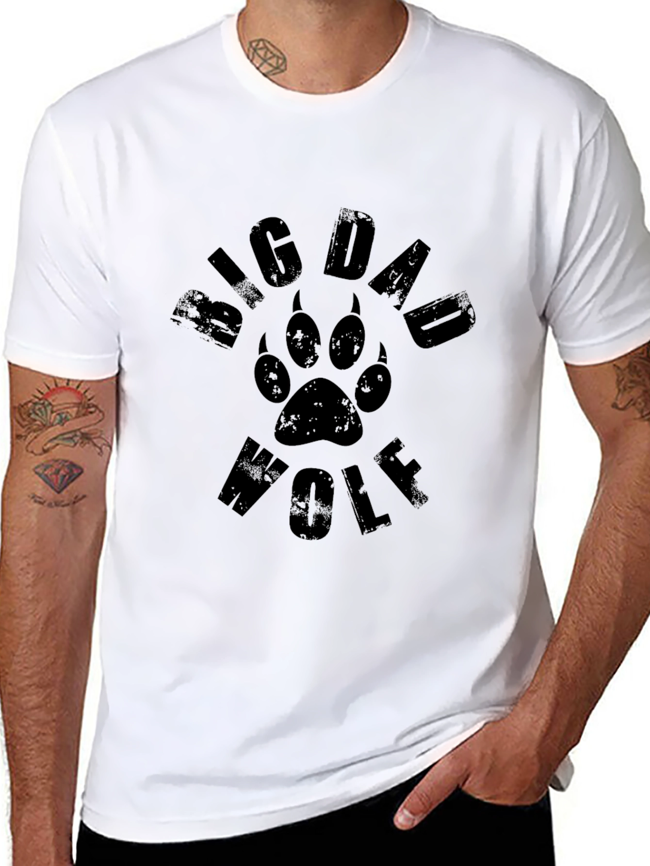 Big Dad Wolf Graphic Tee - Black Cotton T-Shirt