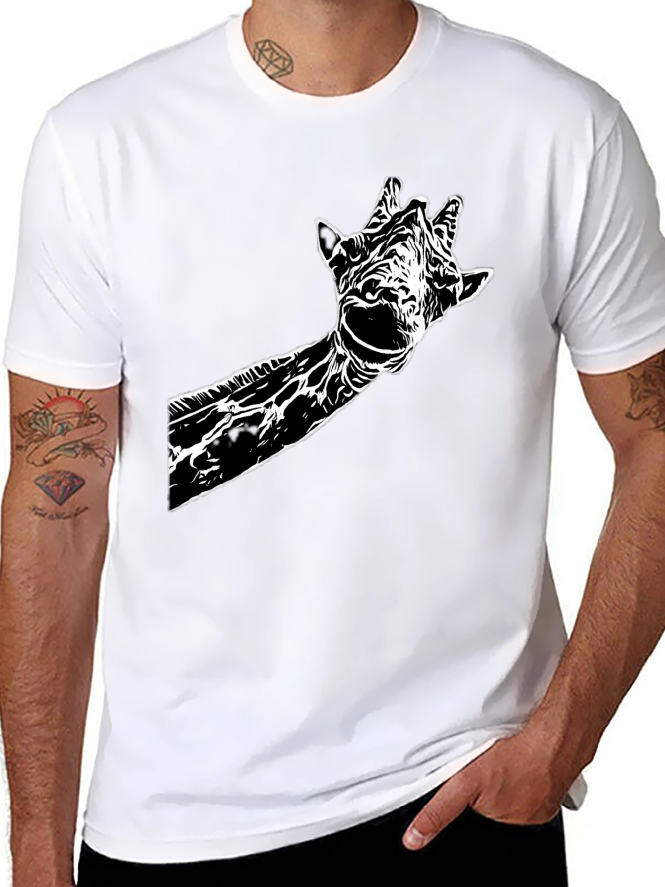 Giraffe Graphic Tee - Stylish Black Cotton T-Shirt