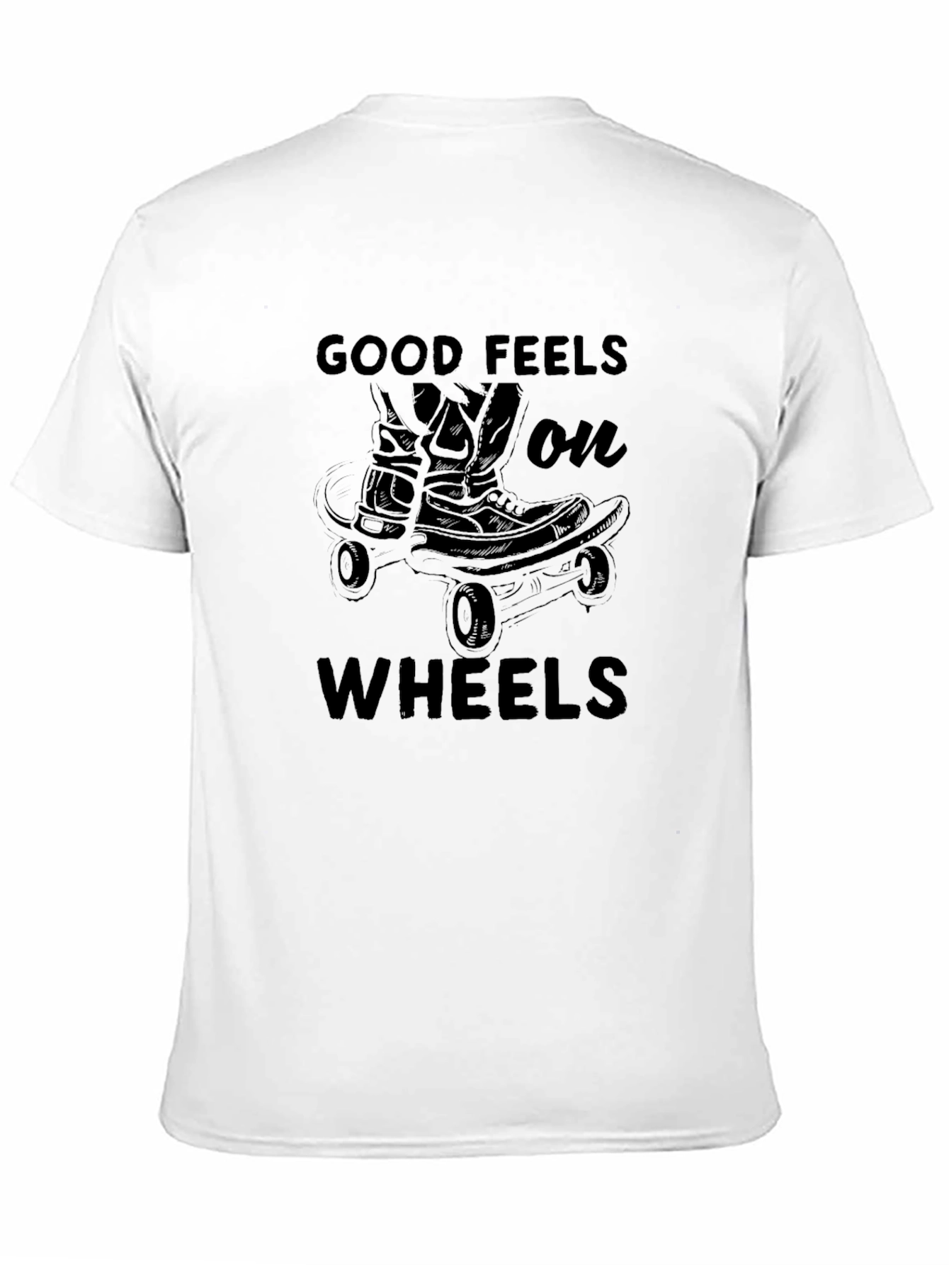 Good Feels On Wheels Black Graphic T-Shirt