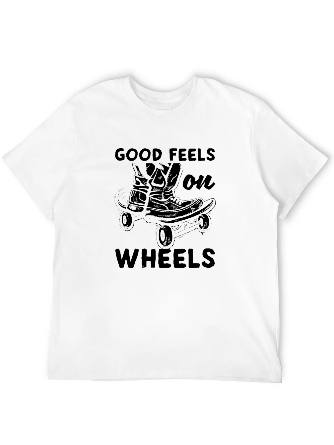 Good Feels On Wheels Black Graphic T-Shirt
