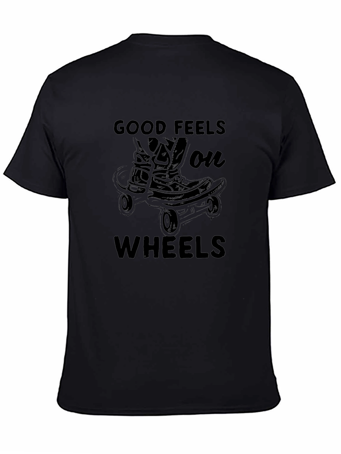 Good Feels On Wheels Black Graphic T-Shirt