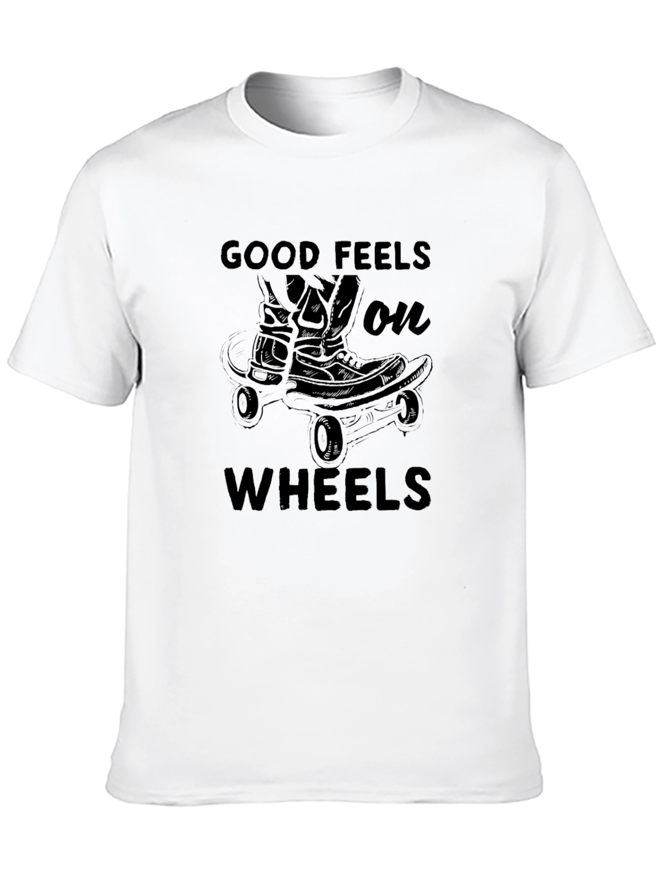 Good Feels On Wheels Black Graphic T-Shirt