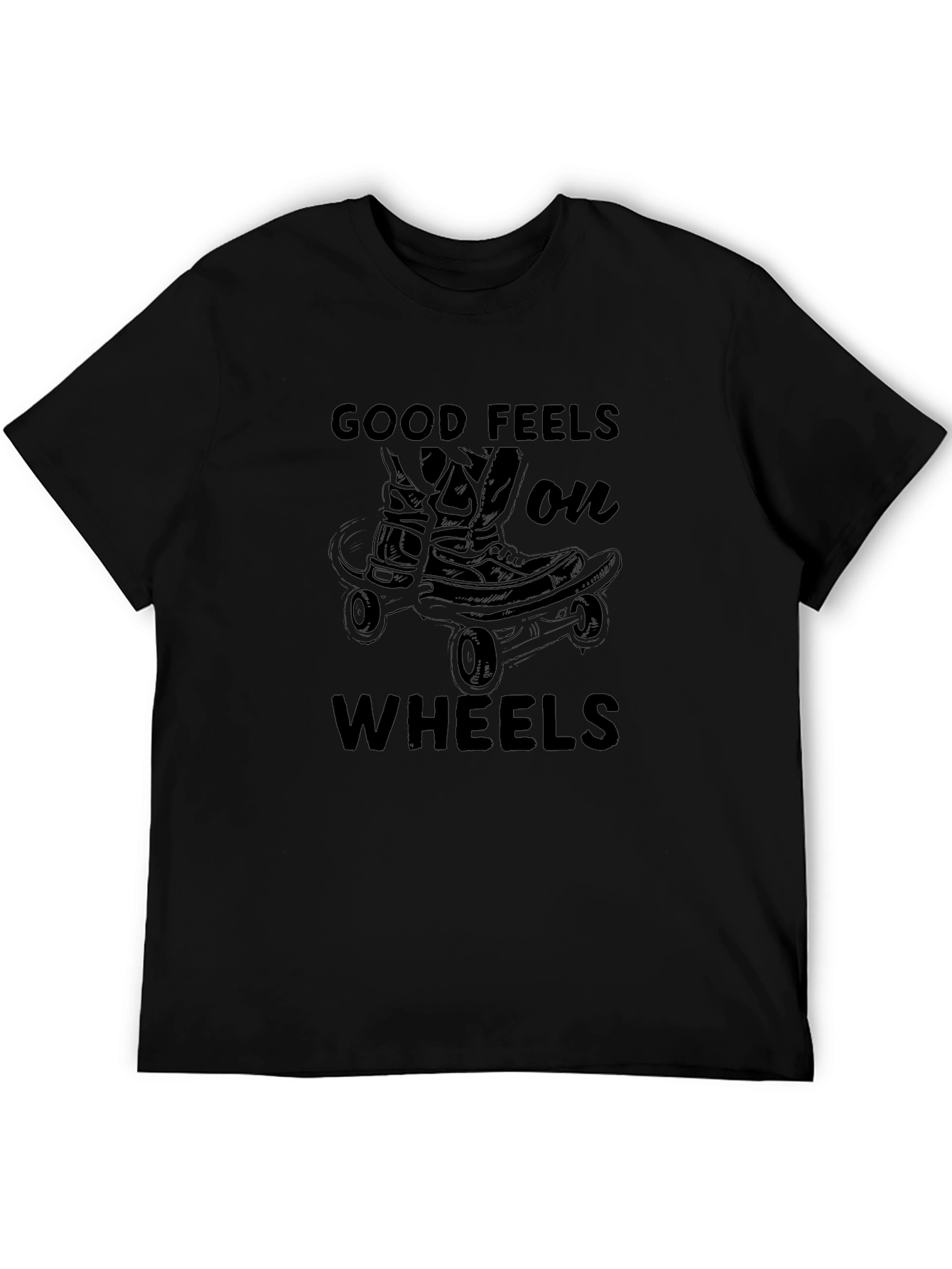Good Feels On Wheels Black Graphic T-Shirt