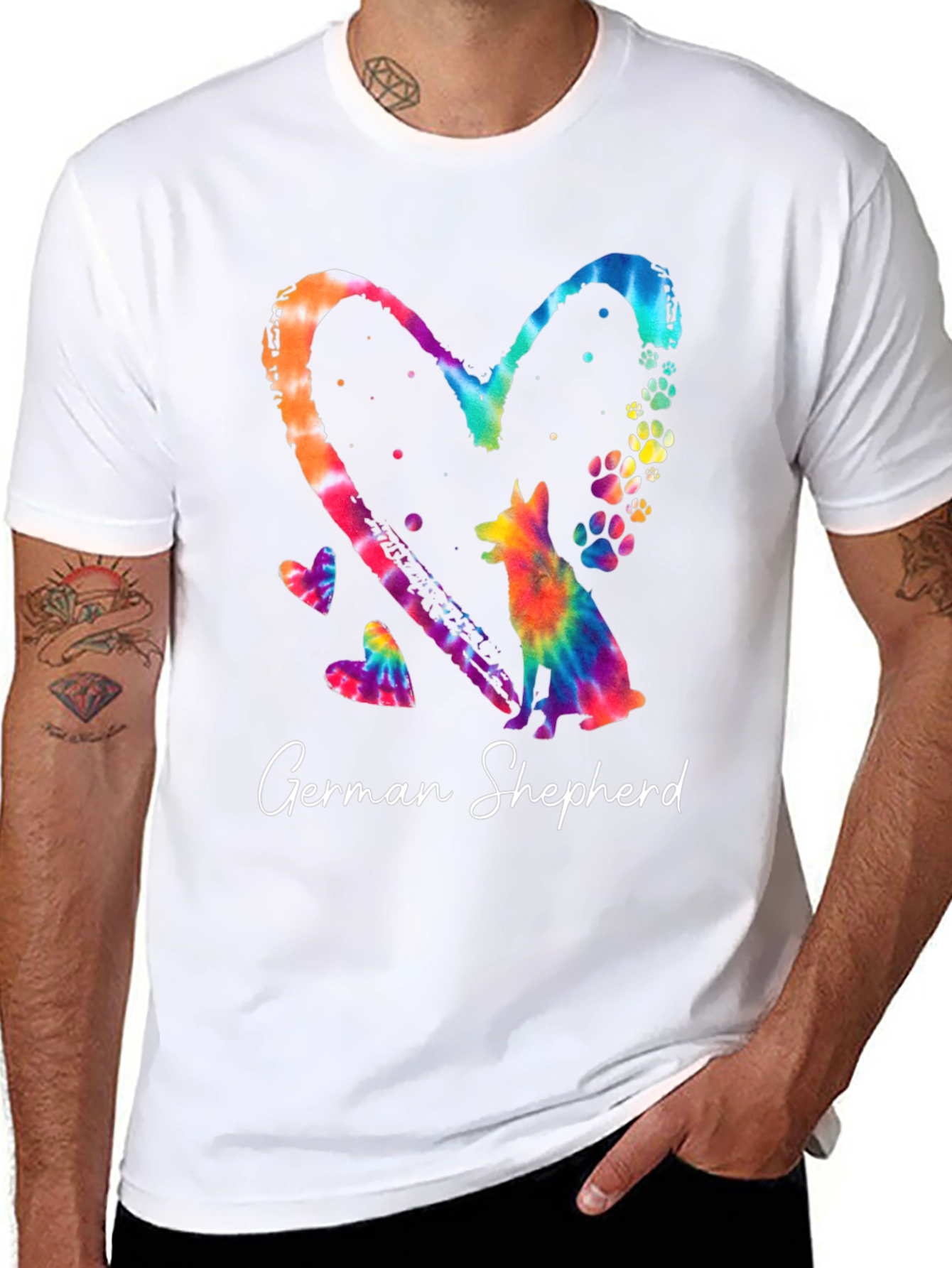 German Shepherd Heart Tie-Dye Graphic Tee