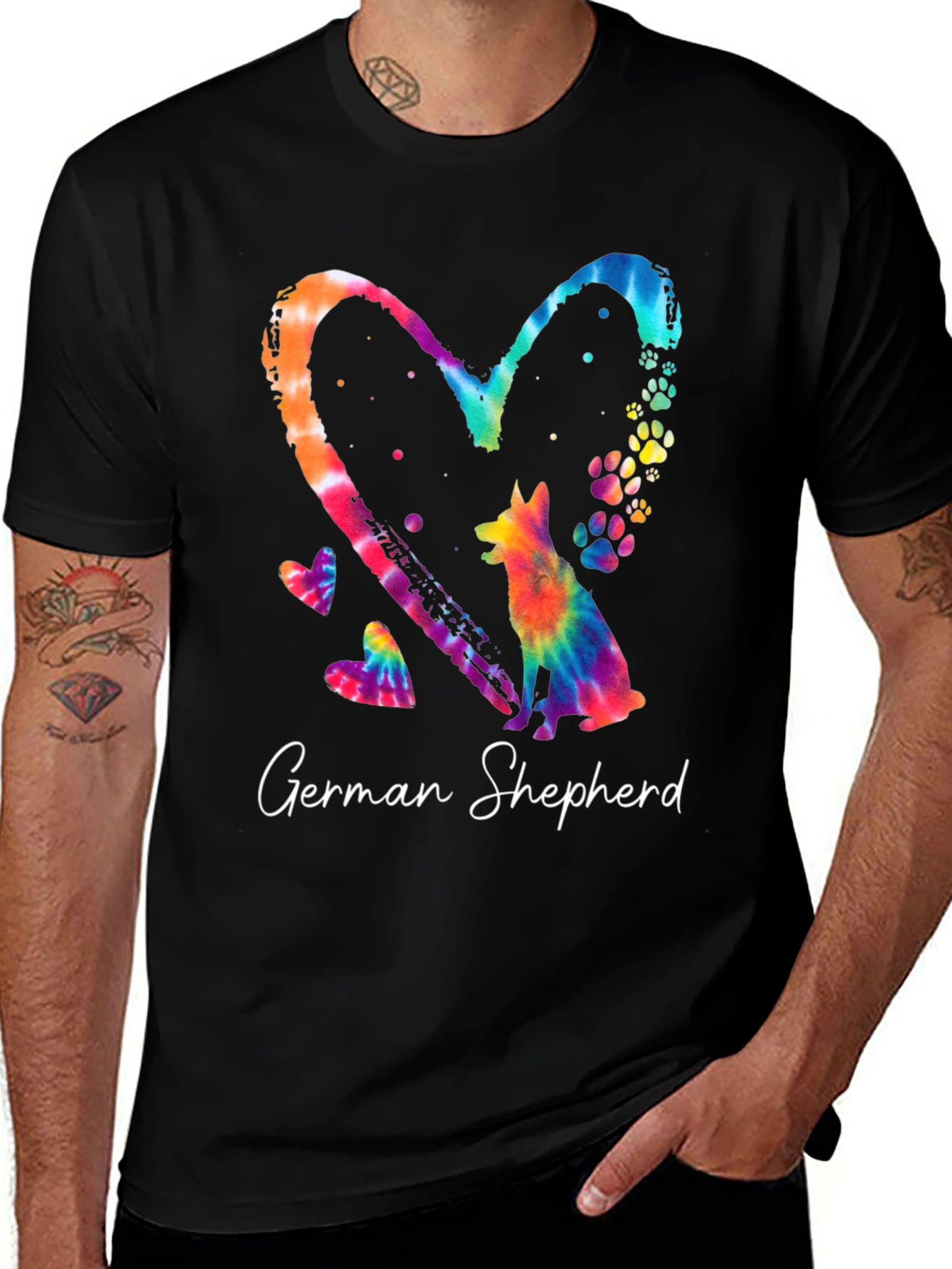 German Shepherd Heart Tie-Dye Graphic Tee