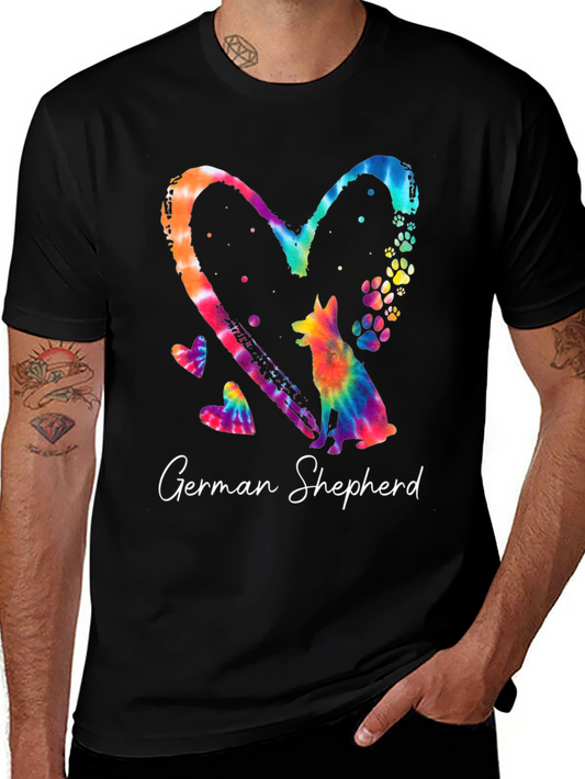 German Shepherd Heart Tie-Dye Graphic Tee