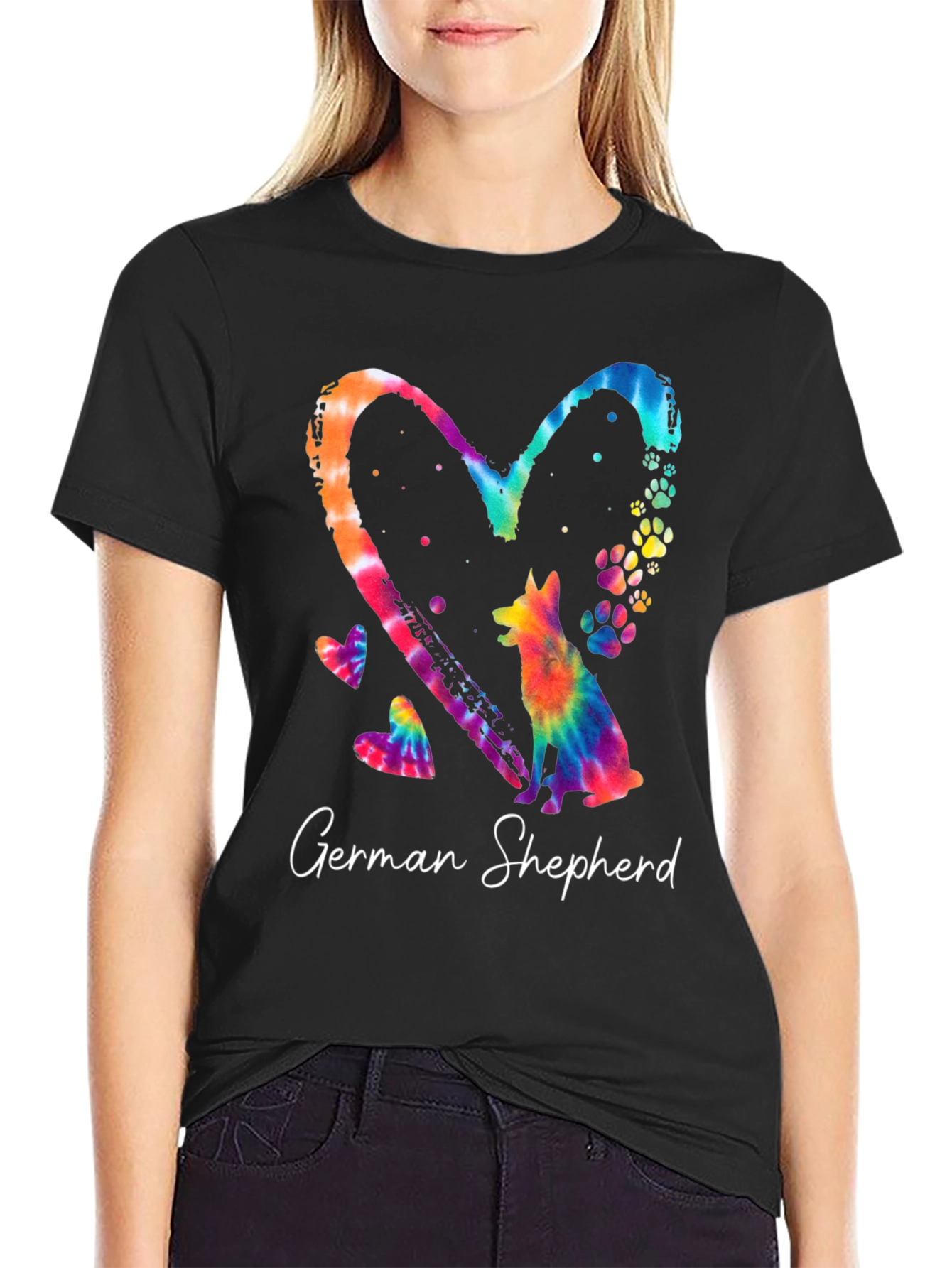 German Shepherd Heart Tie-Dye Graphic Tee