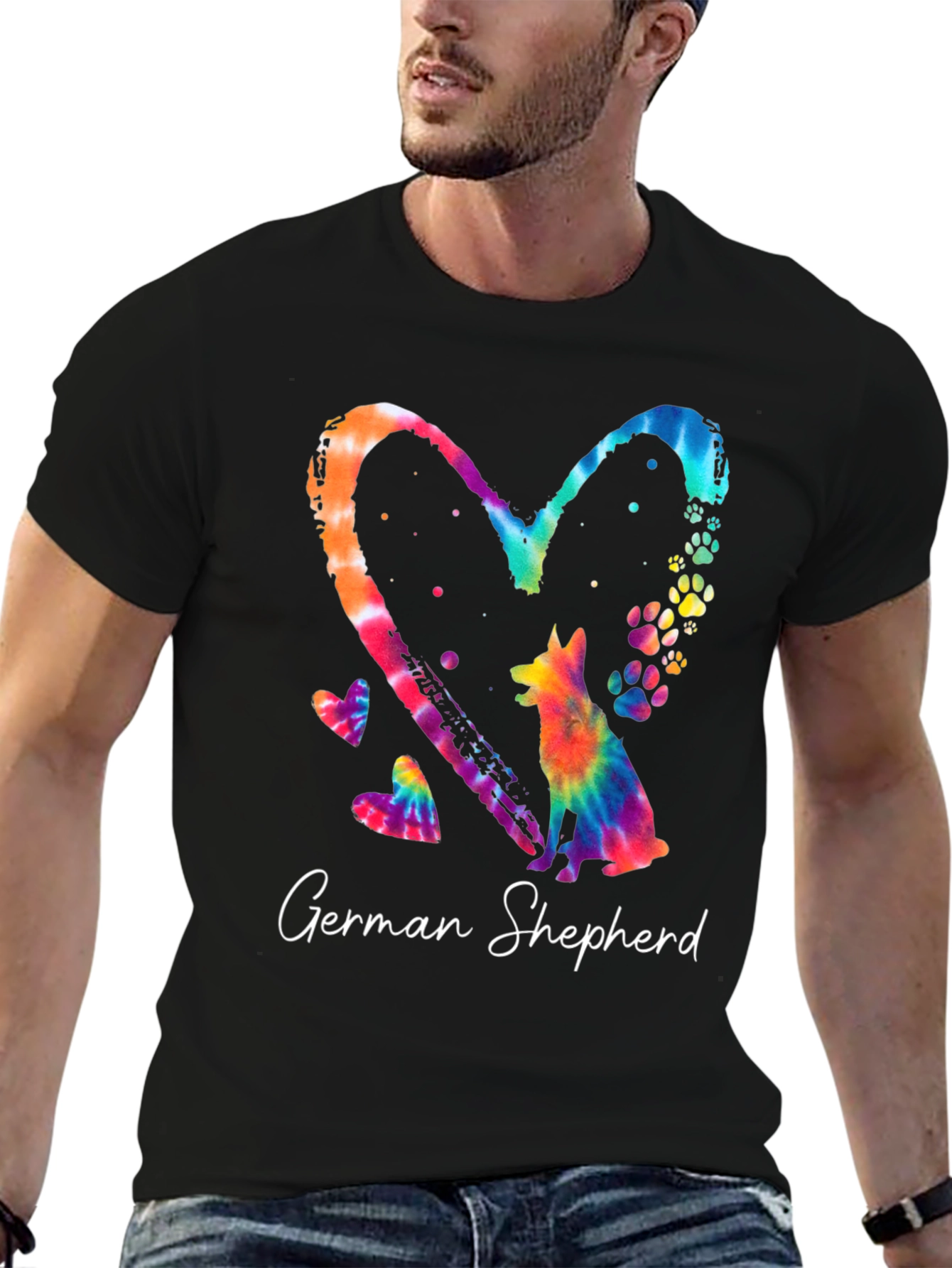 German Shepherd Heart Tie-Dye Graphic Tee