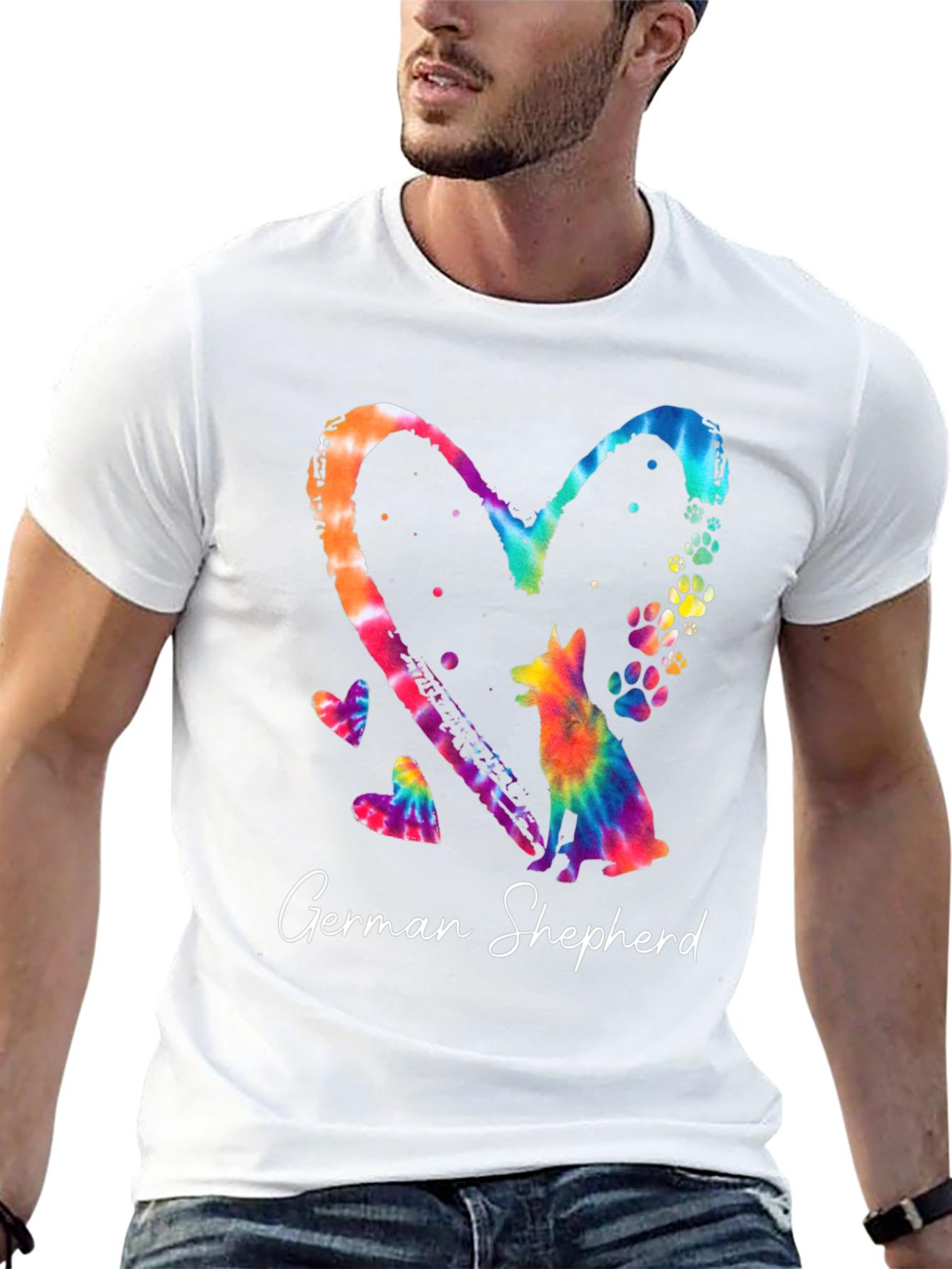 German Shepherd Heart Tie-Dye Graphic Tee