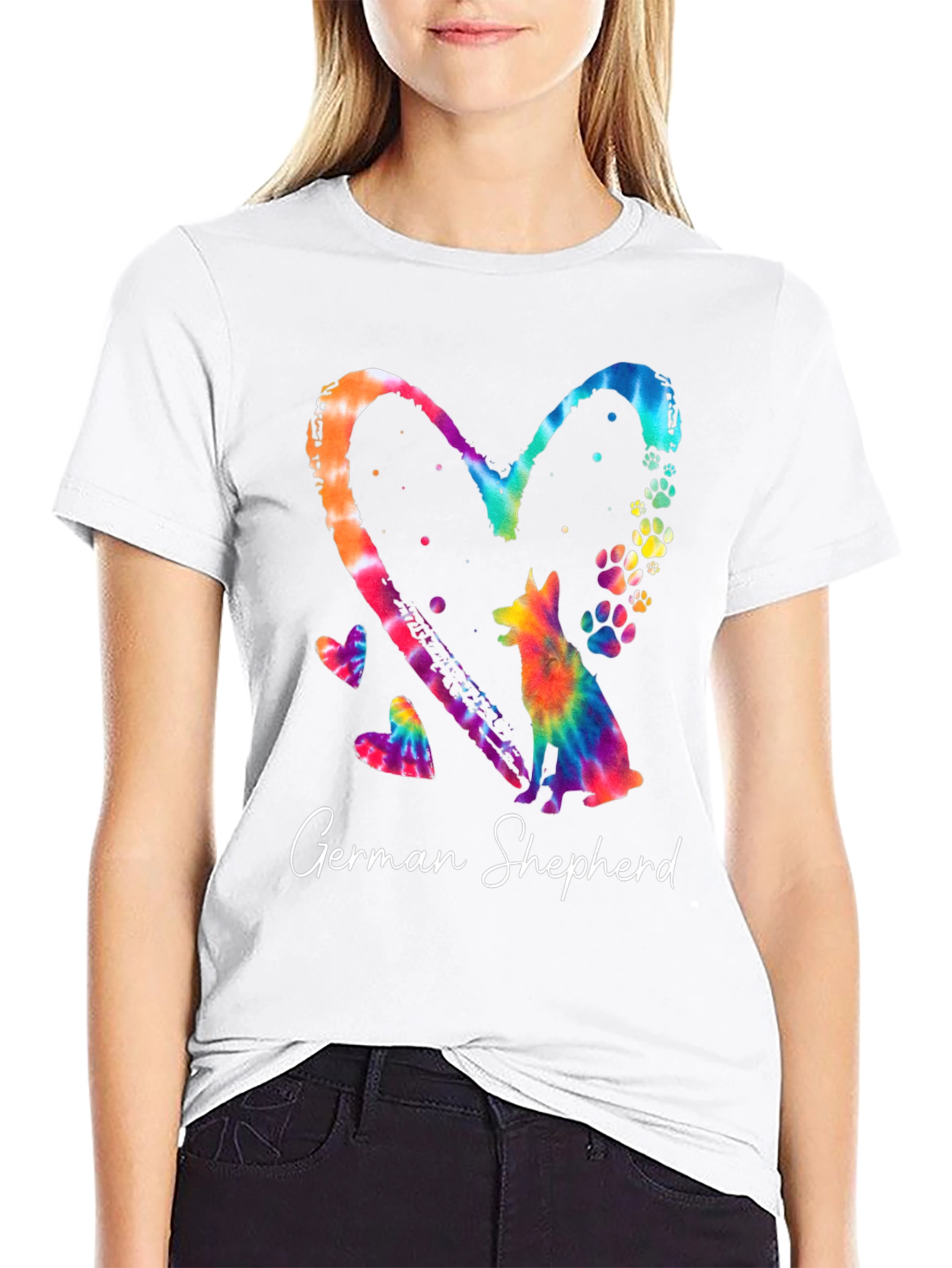German Shepherd Heart Tie-Dye Graphic Tee