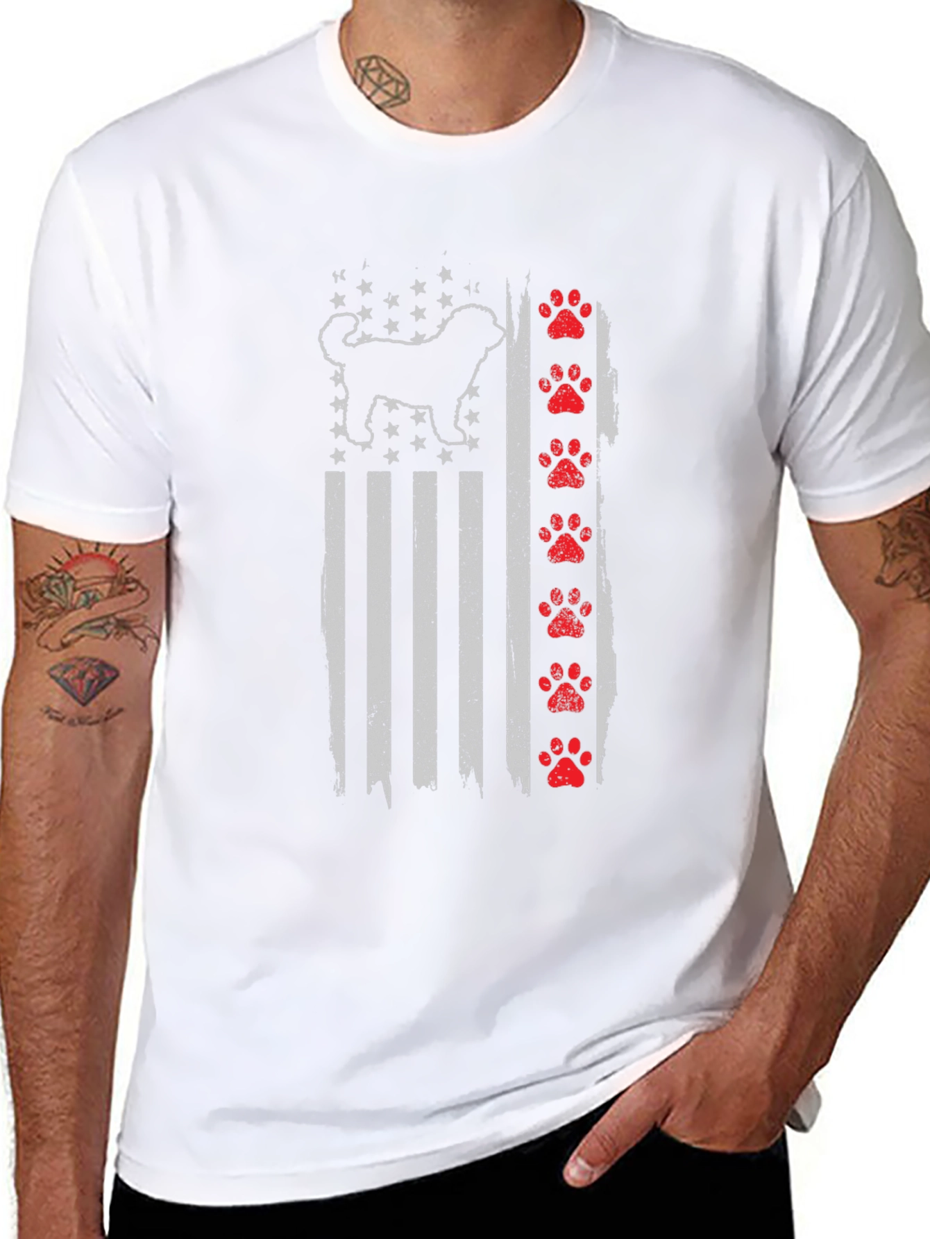 Patriotic Dog American Flag T-Shirt – USA Dog Lover Graphic Tee Gift