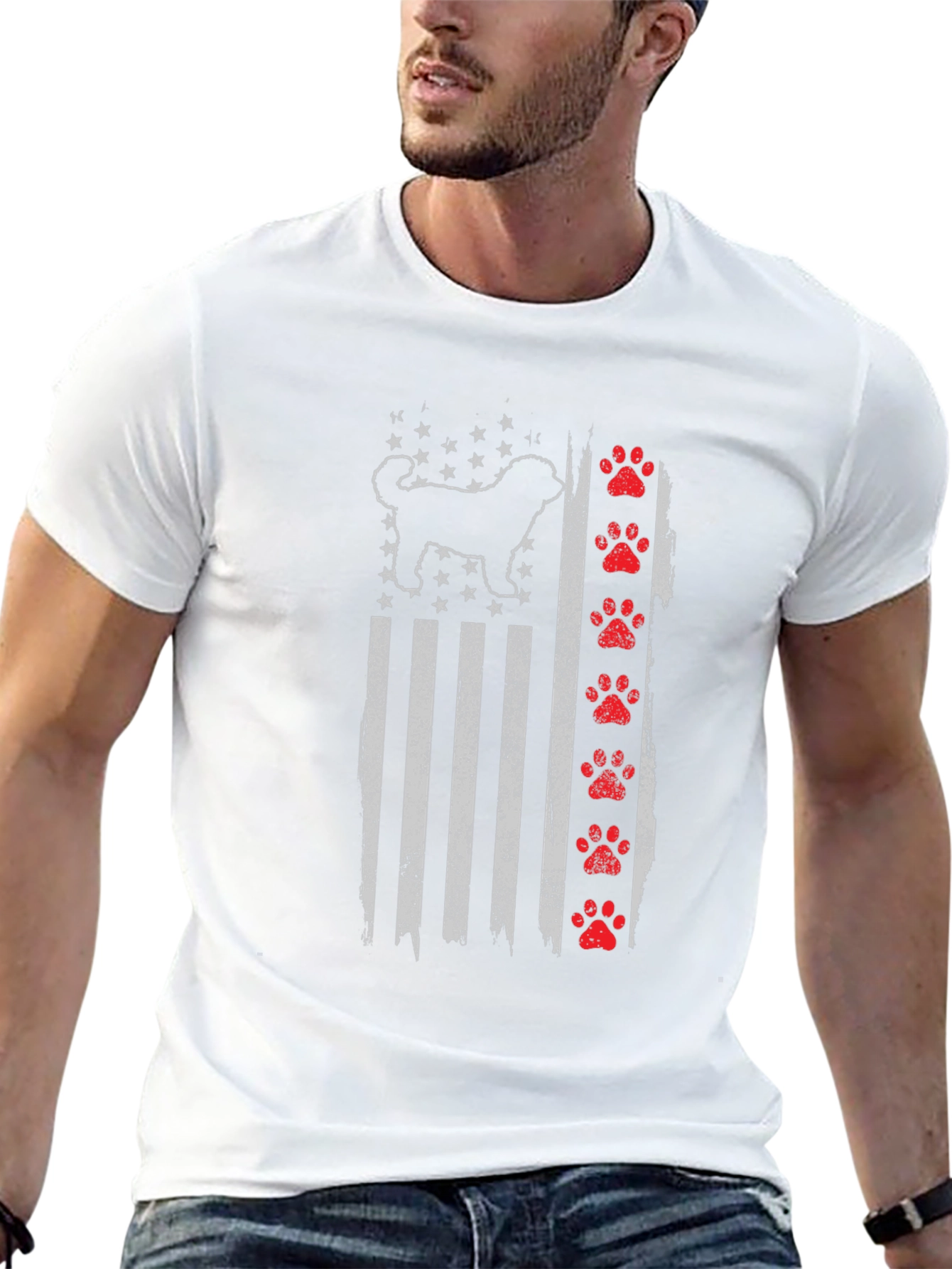Patriotic Dog American Flag T-Shirt – USA Dog Lover Graphic Tee Gift