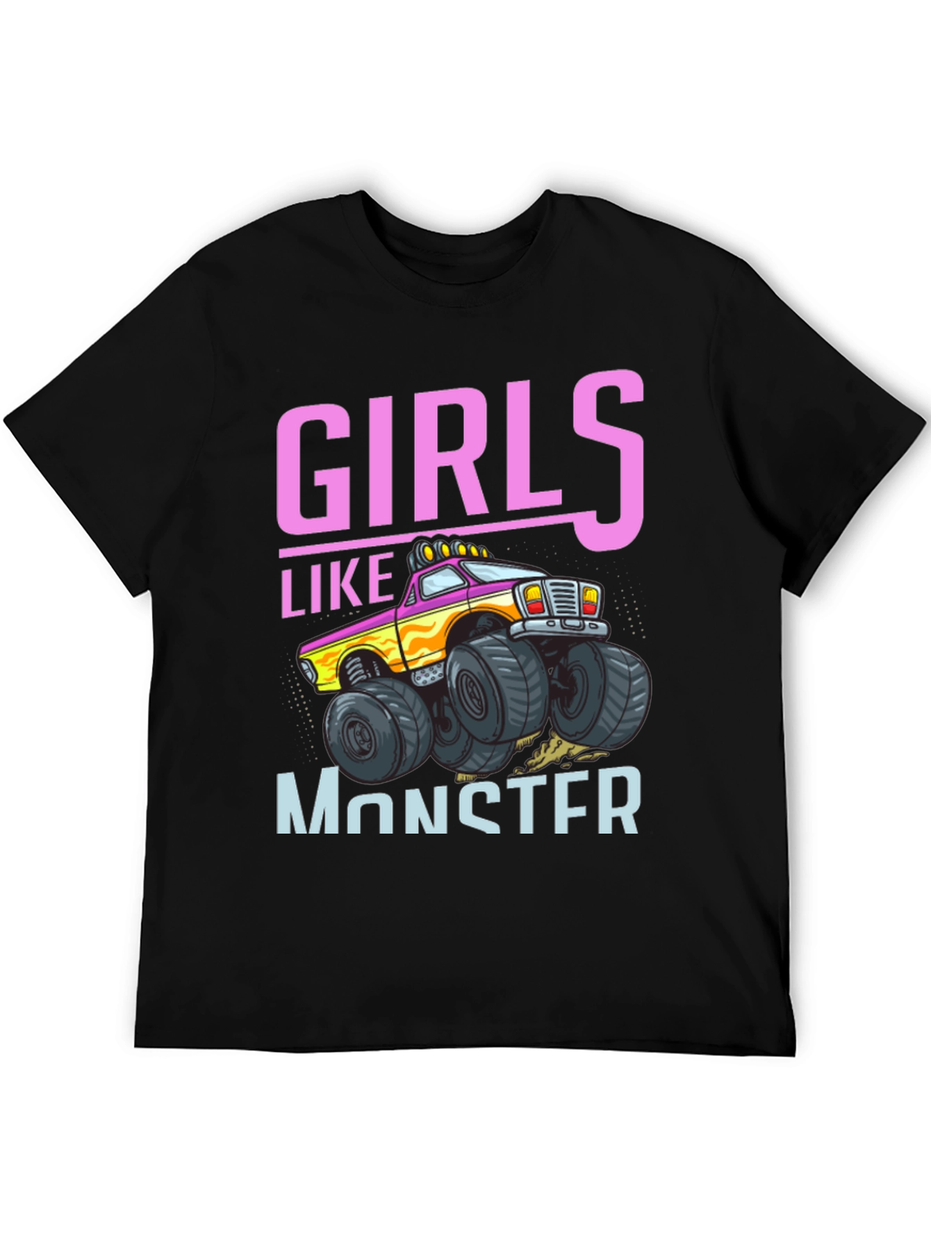 Girls Like Monster Trucks Black Graphic Tee