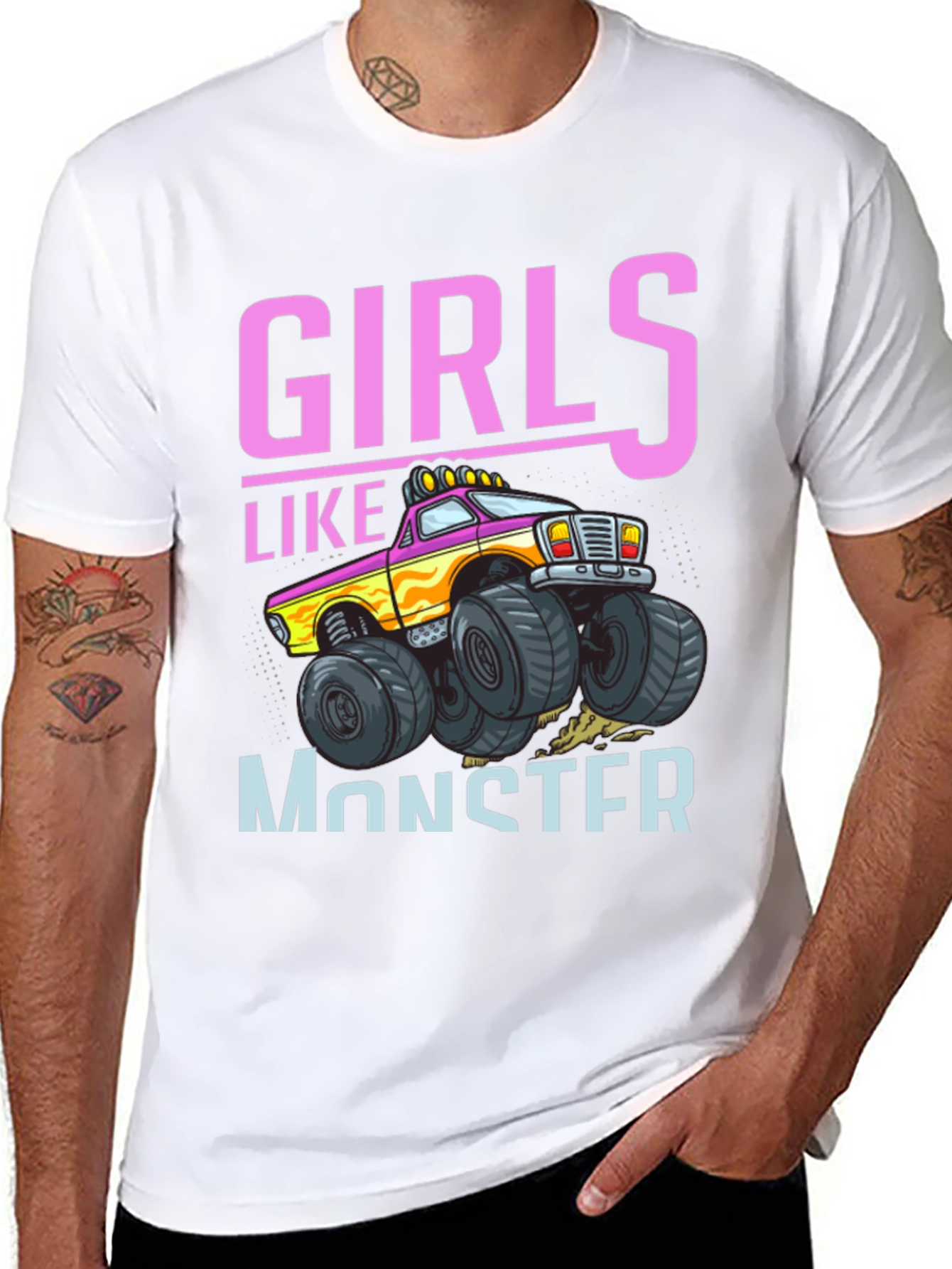 Girls Like Monster Trucks Black Graphic Tee