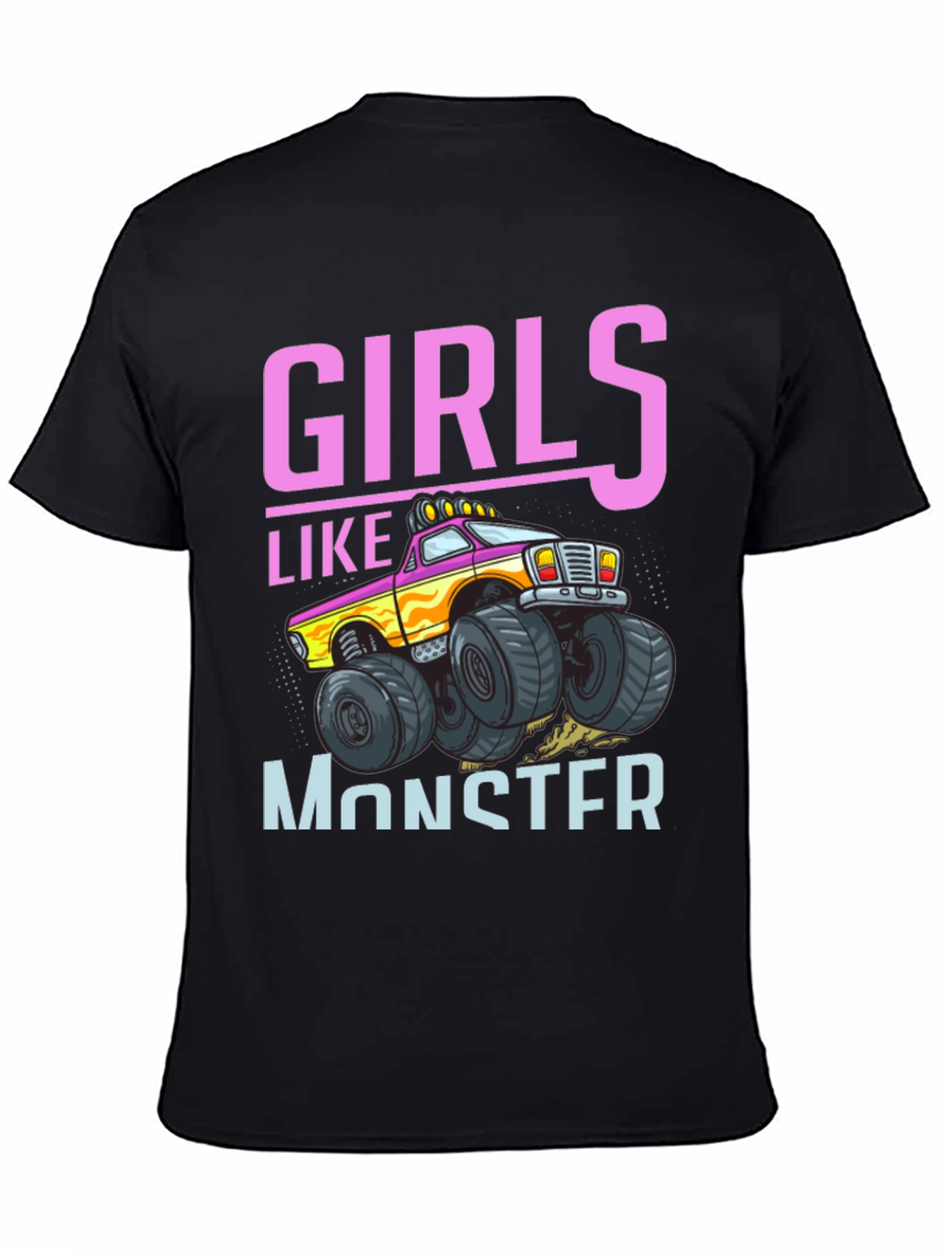 Girls Like Monster Trucks Black Graphic Tee