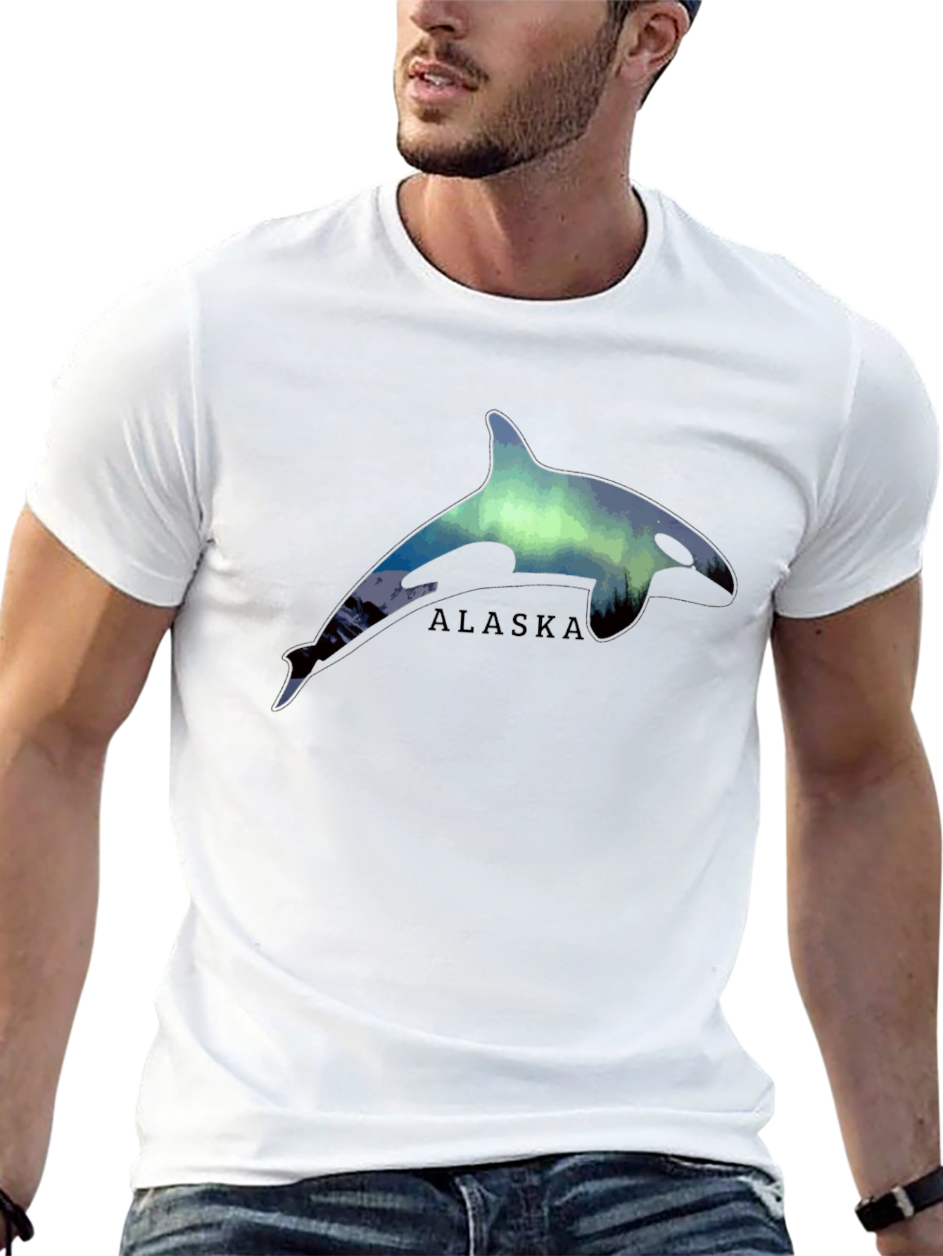 Alaska Orca Northern Lights Graphic T-Shirt