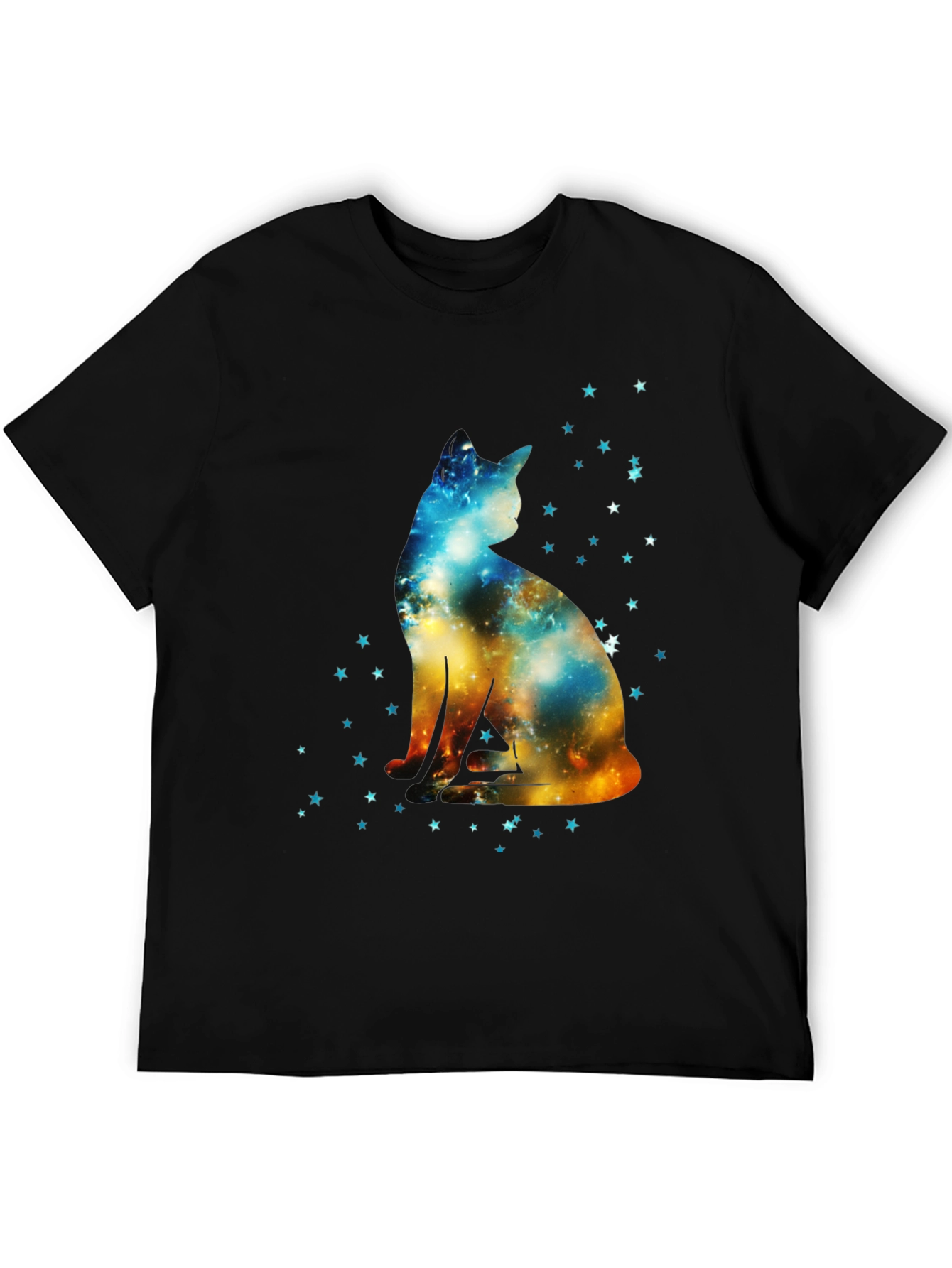 Galaxy Cat Graphic Black T-Shirt