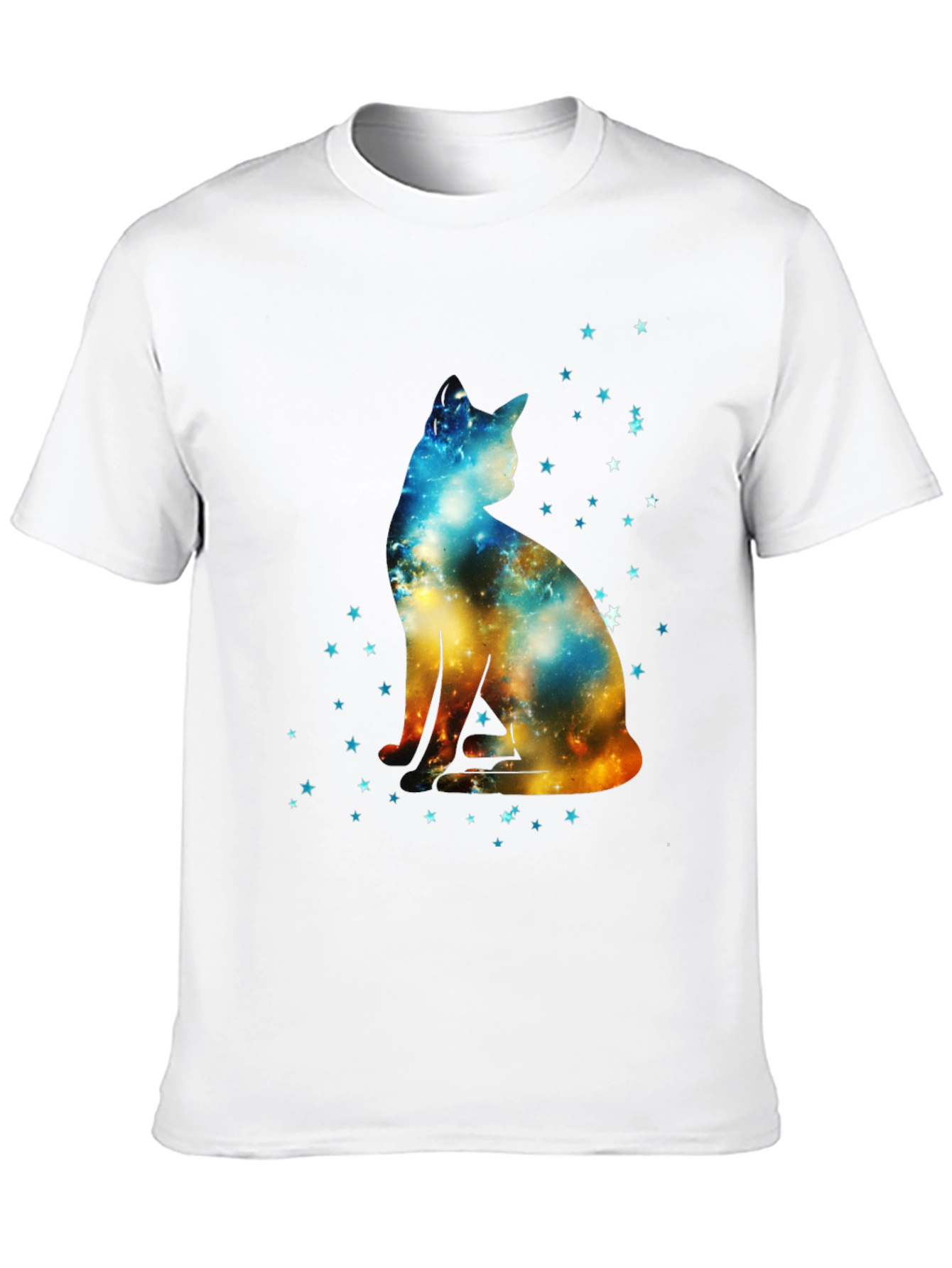 Galaxy Cat Graphic Black T-Shirt