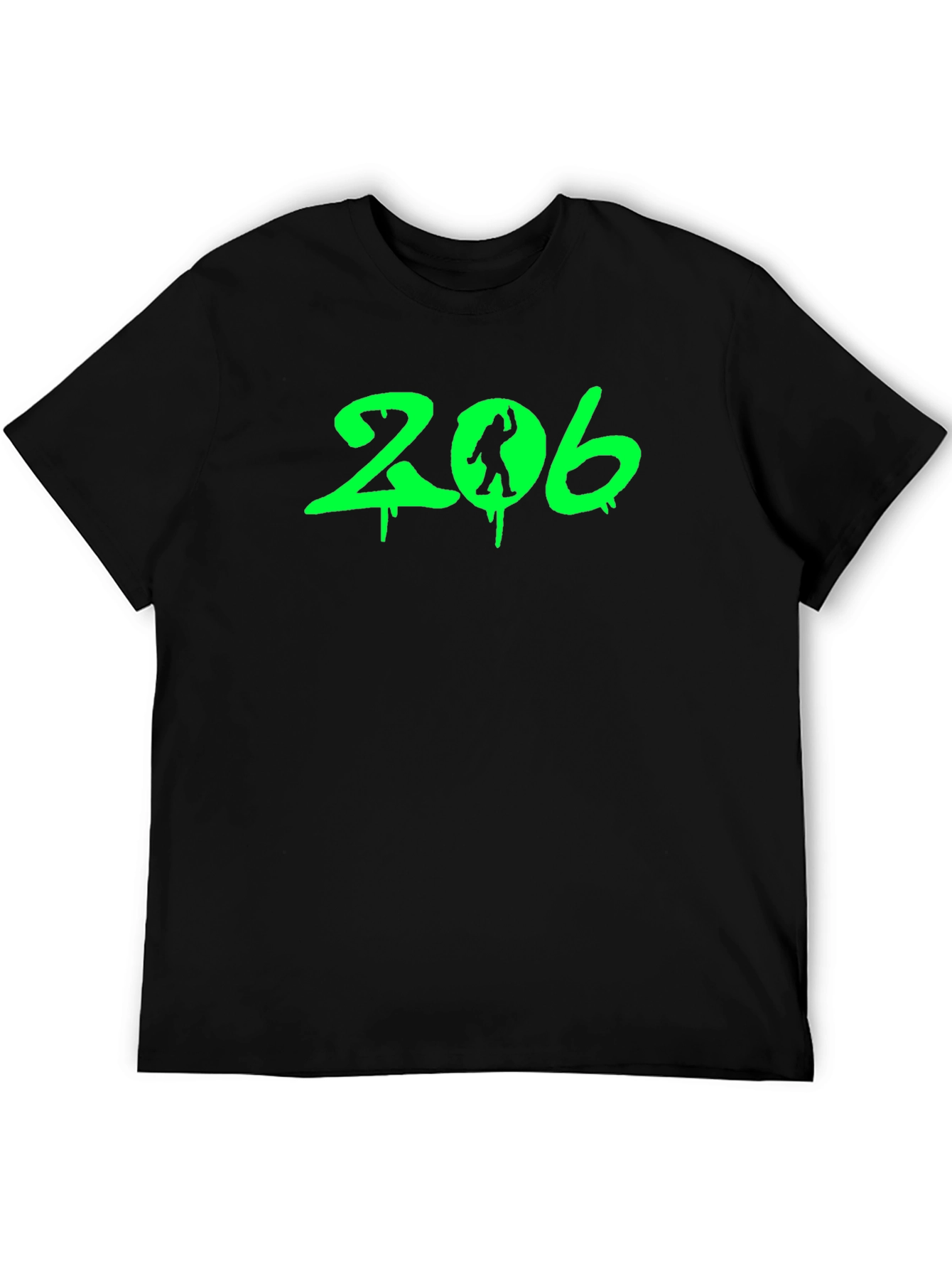 206 Bigfoot Black T-Shirt - Seattle Area Code