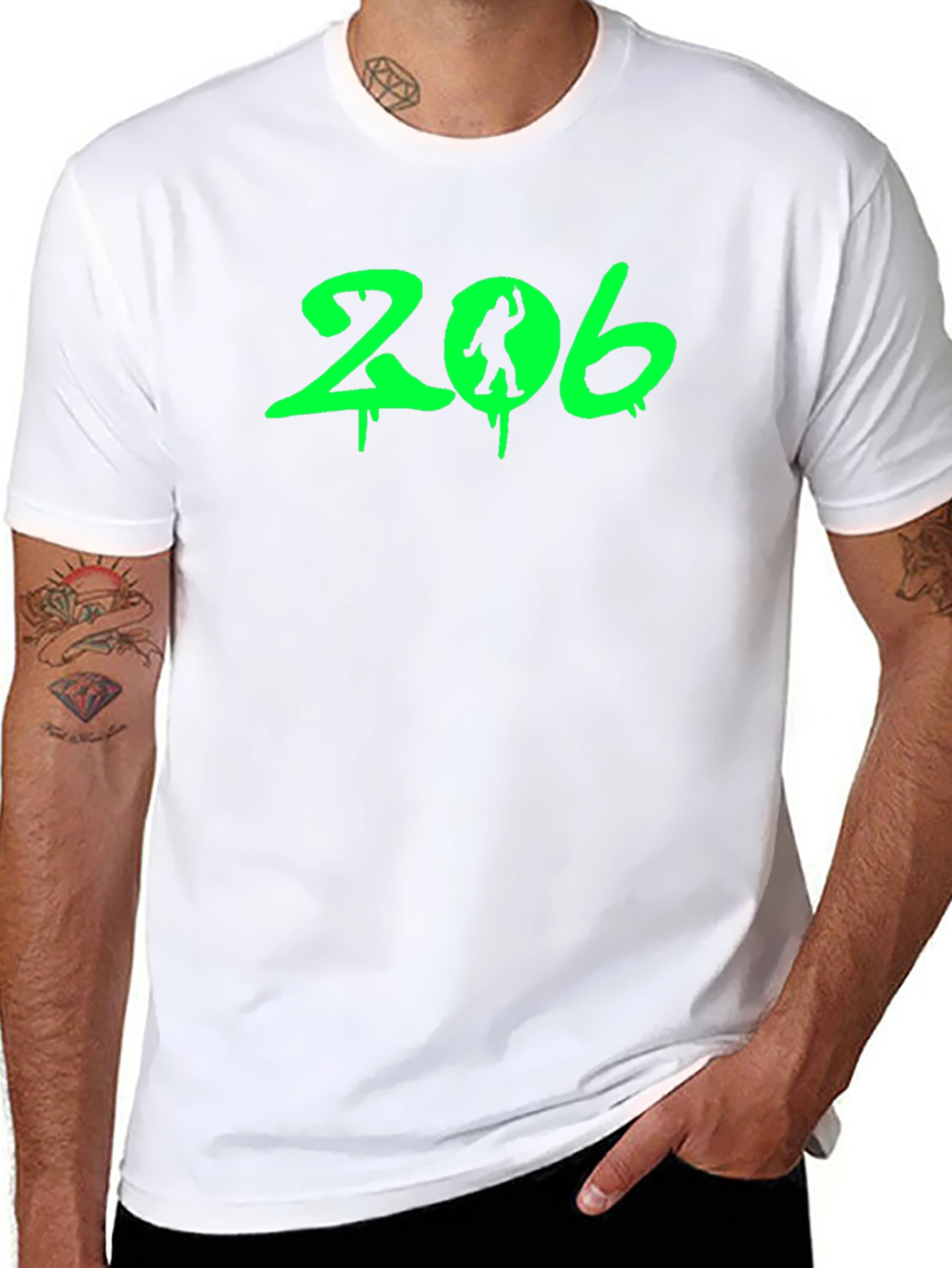 206 Bigfoot Black T-Shirt - Seattle Area Code