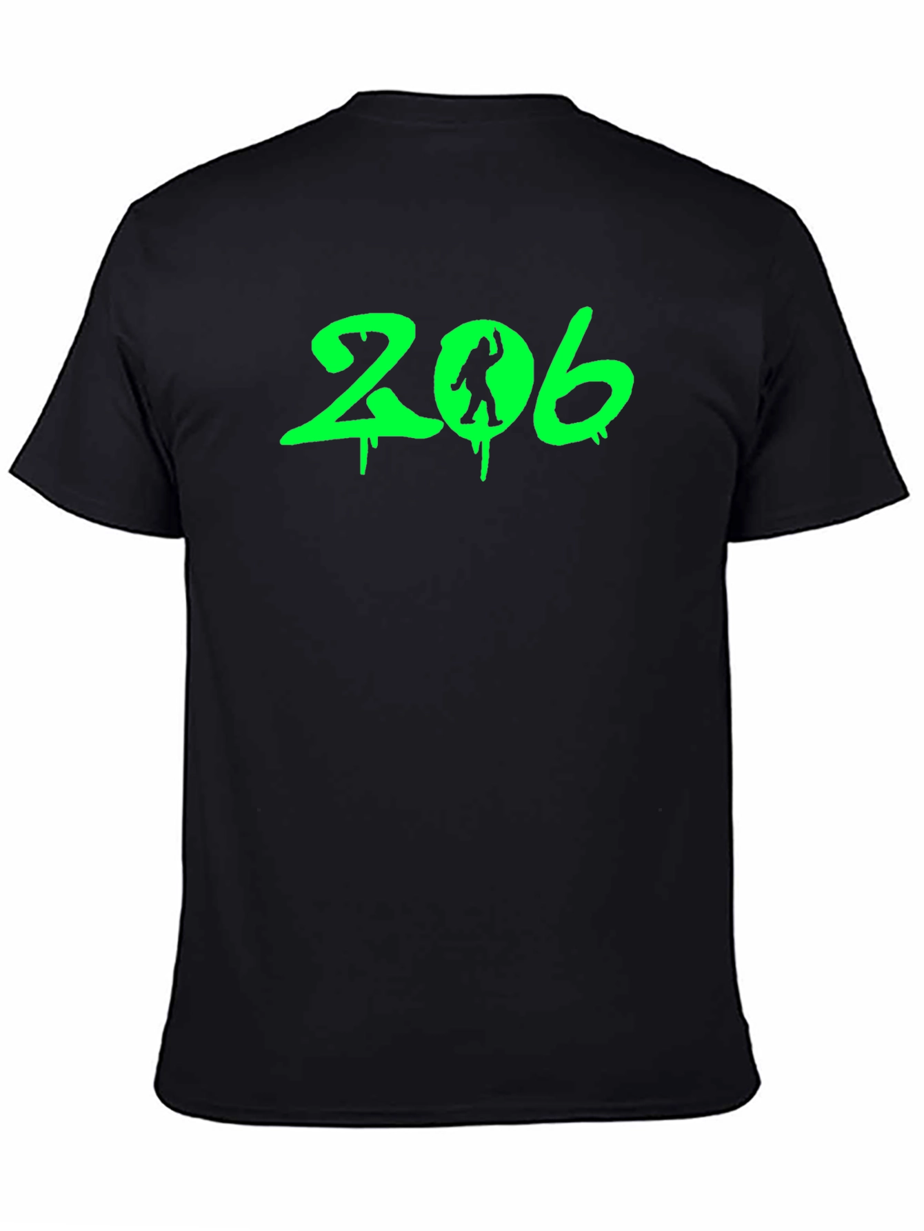 206 Bigfoot Black T-Shirt - Seattle Area Code