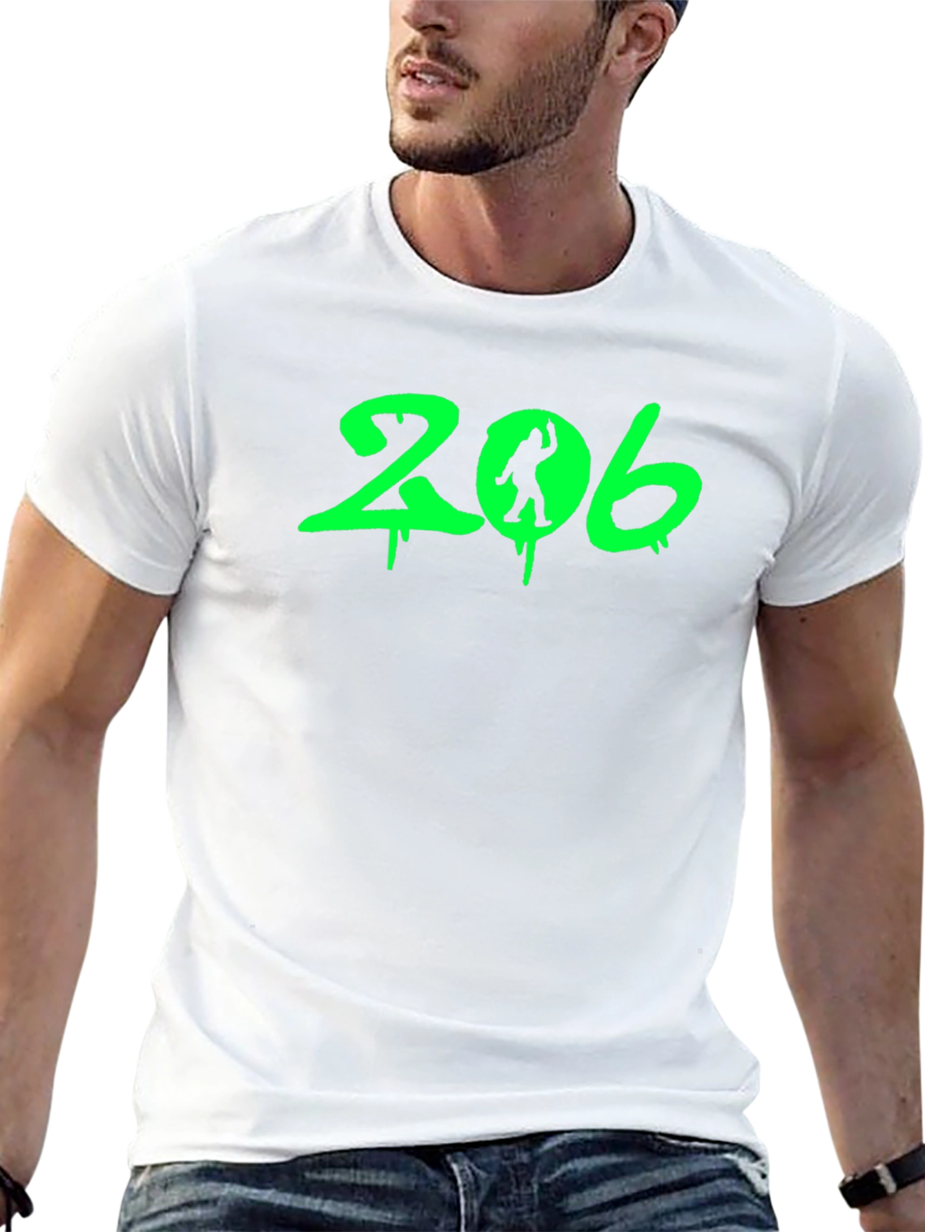 206 Bigfoot Black T-Shirt - Seattle Area Code