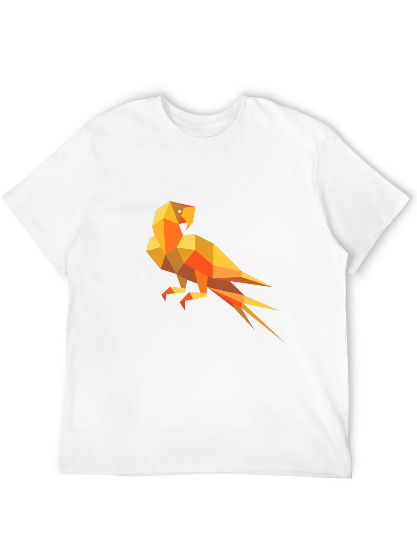 Geometric Parrot Graphic Tee - Modern Mens Black T-Shirt
