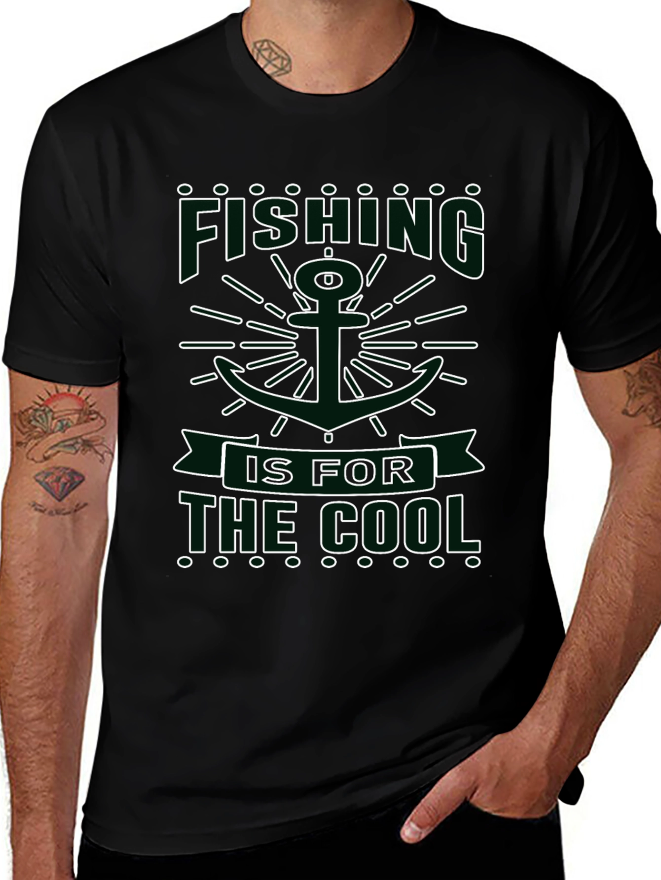 Fishing is for the Cool Black Graphic Tee
