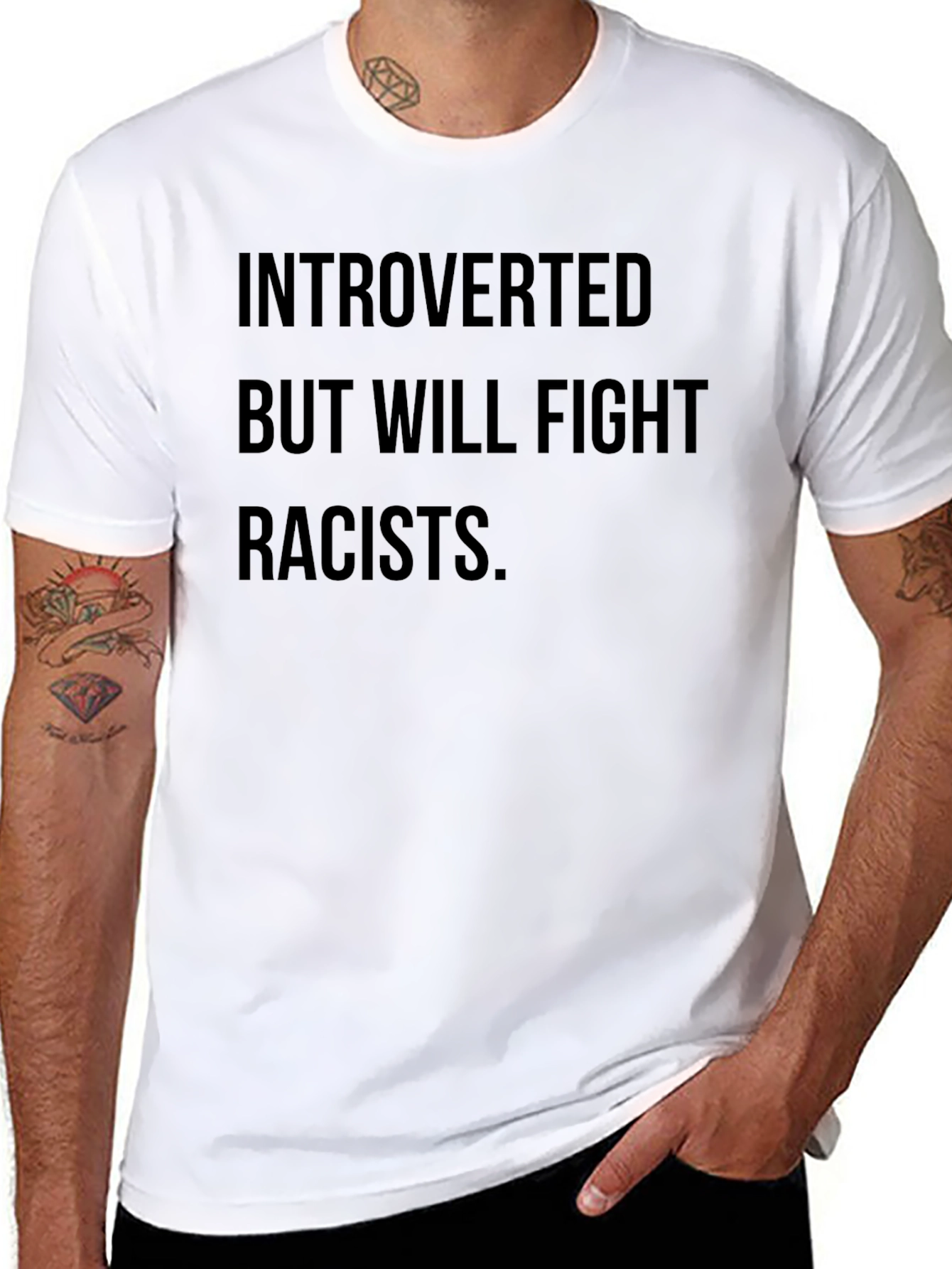 Introverted But Will Fight Racists T-Shirt