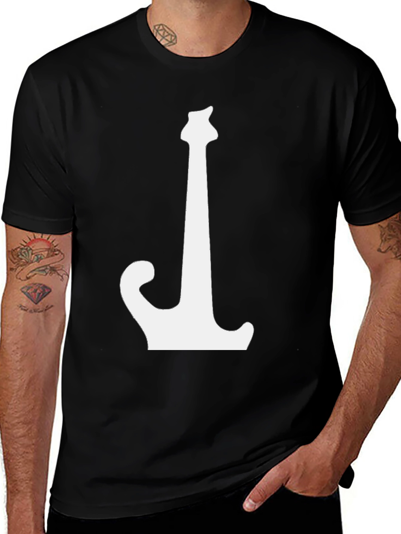 Guitar Silhouette Graphic Tee - Black