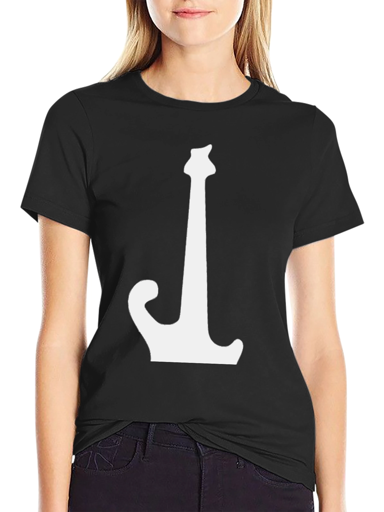 Guitar Silhouette Graphic Tee - Black