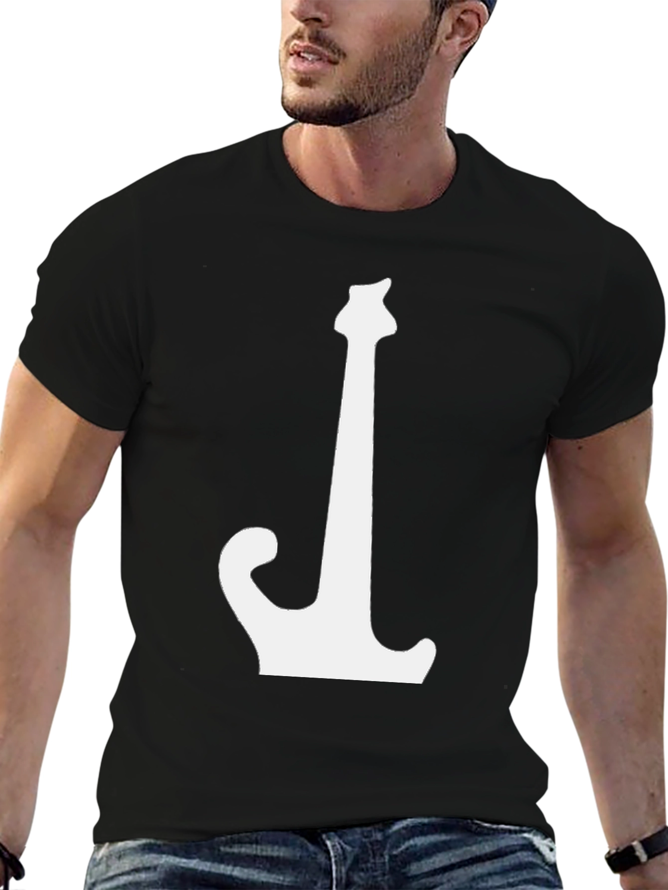Guitar Silhouette Graphic Tee - Black