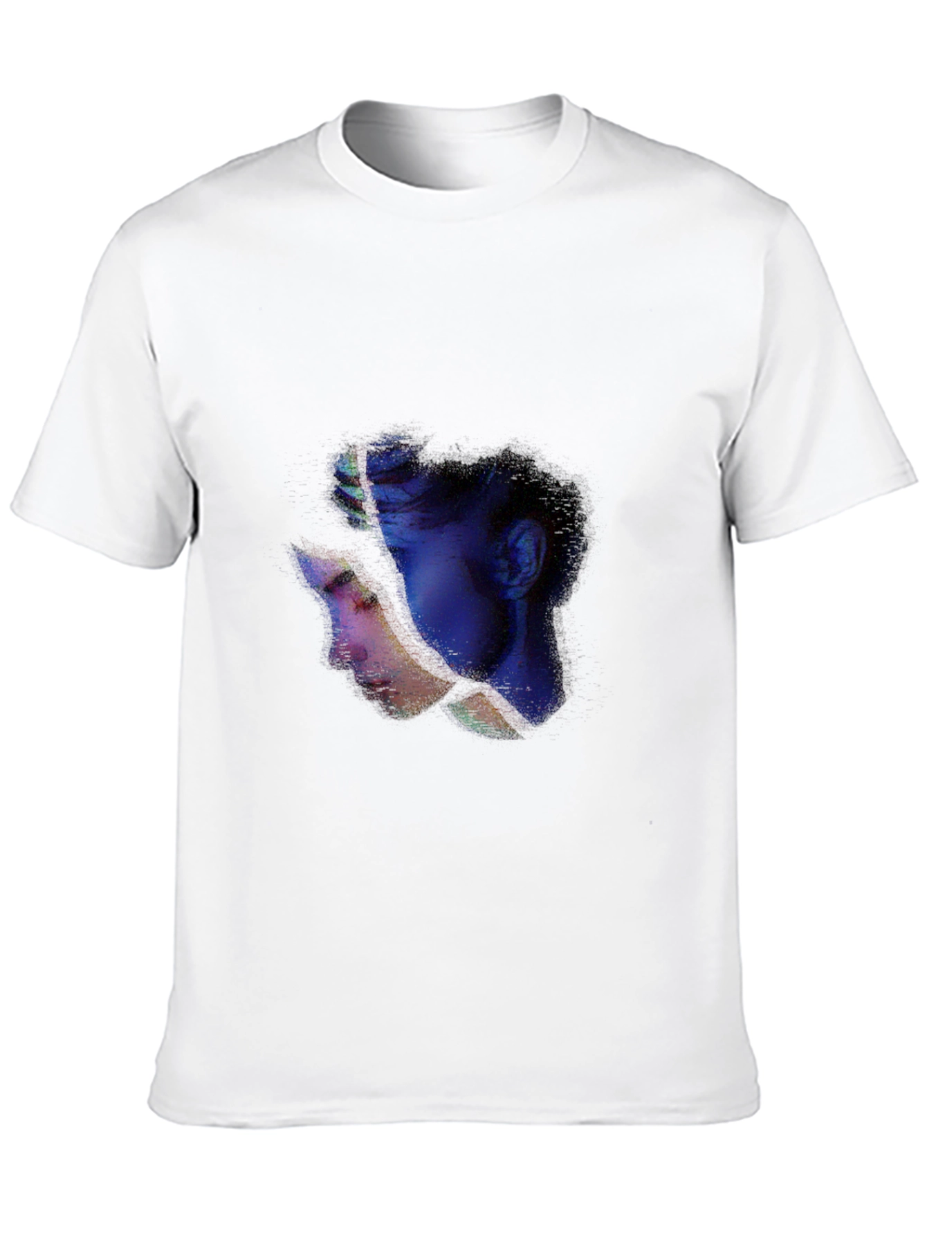 Abstract Face Graphic Tee - Casual Black T-Shirt