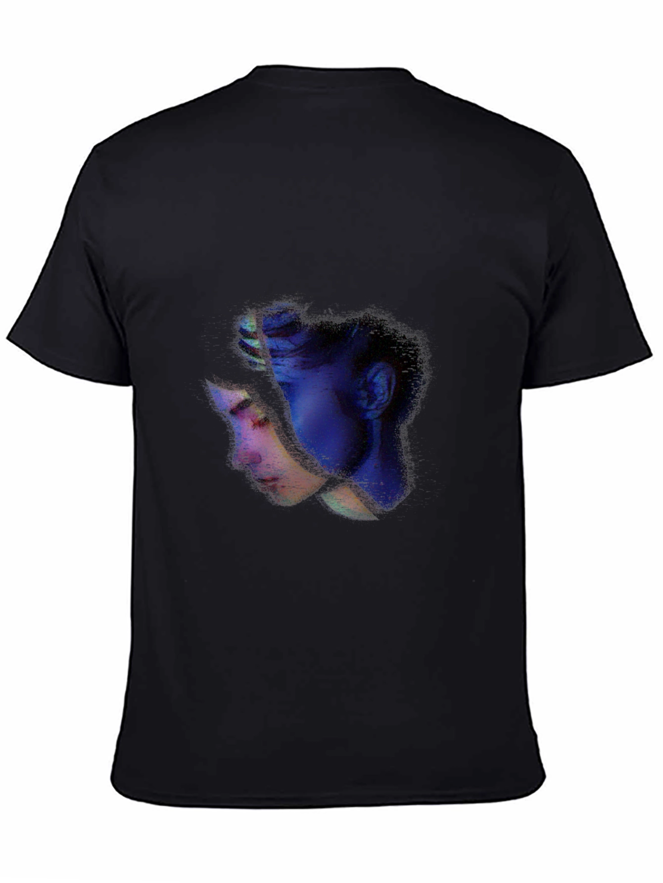 Abstract Face Graphic Tee - Casual Black T-Shirt