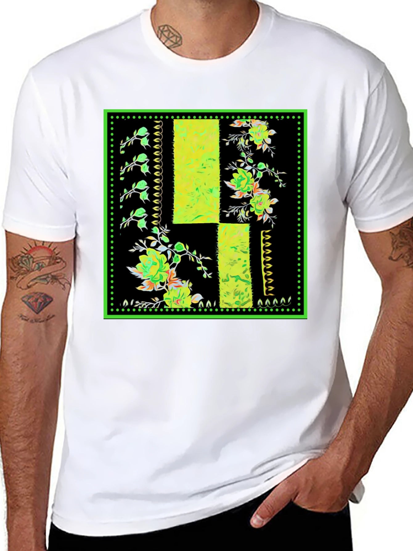 Floral Patch Black T-Shirt