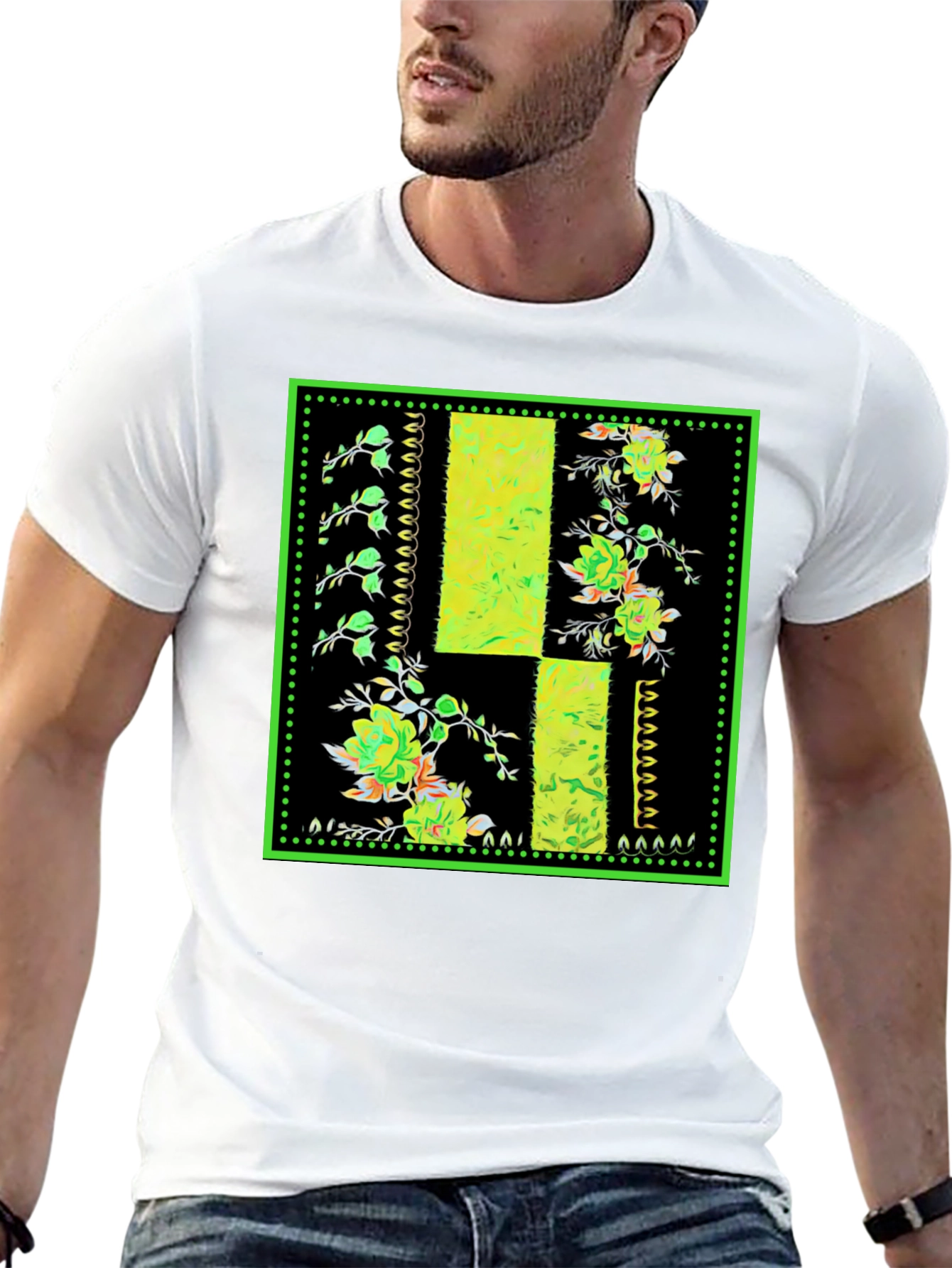 Floral Patch Black T-Shirt