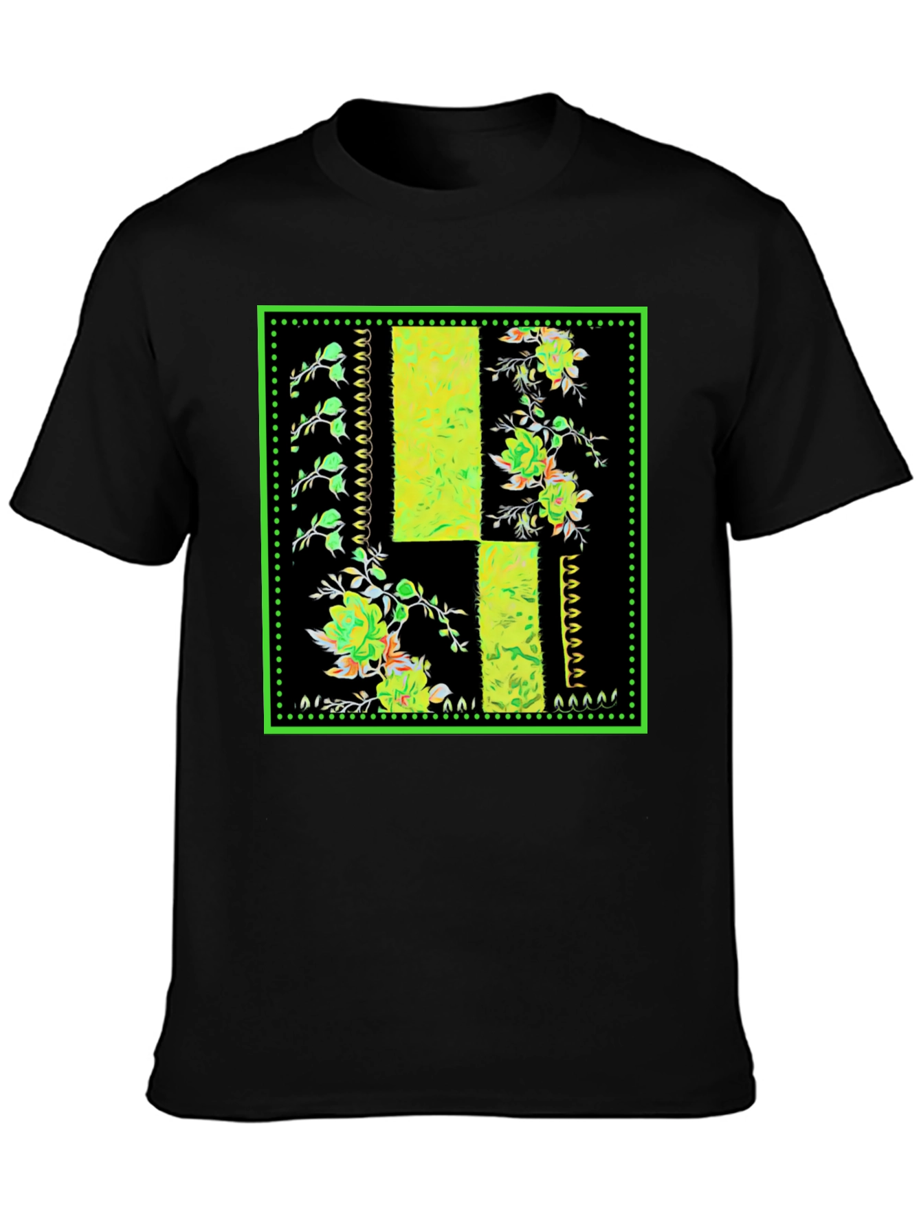 Floral Patch Black T-Shirt