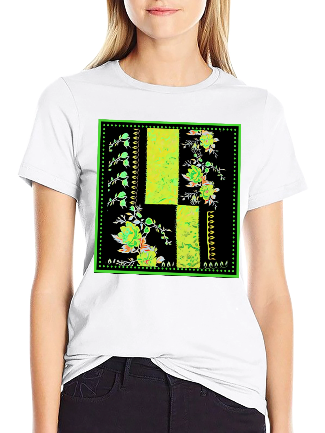 Floral Patch Black T-Shirt