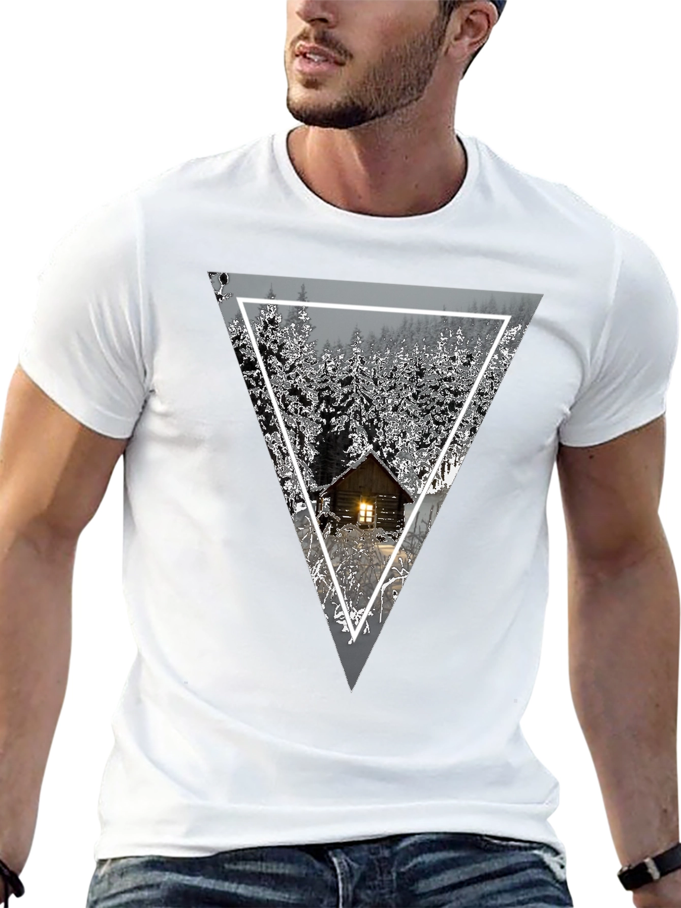 Cabin in the Woods Triangle Graphic Tee - Black