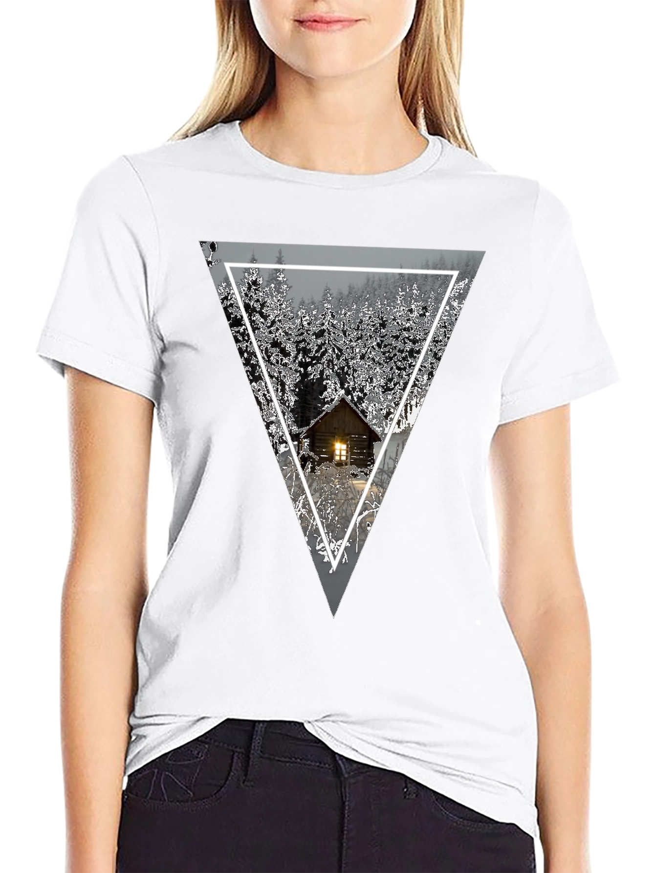 Cabin in the Woods Triangle Graphic Tee - Black
